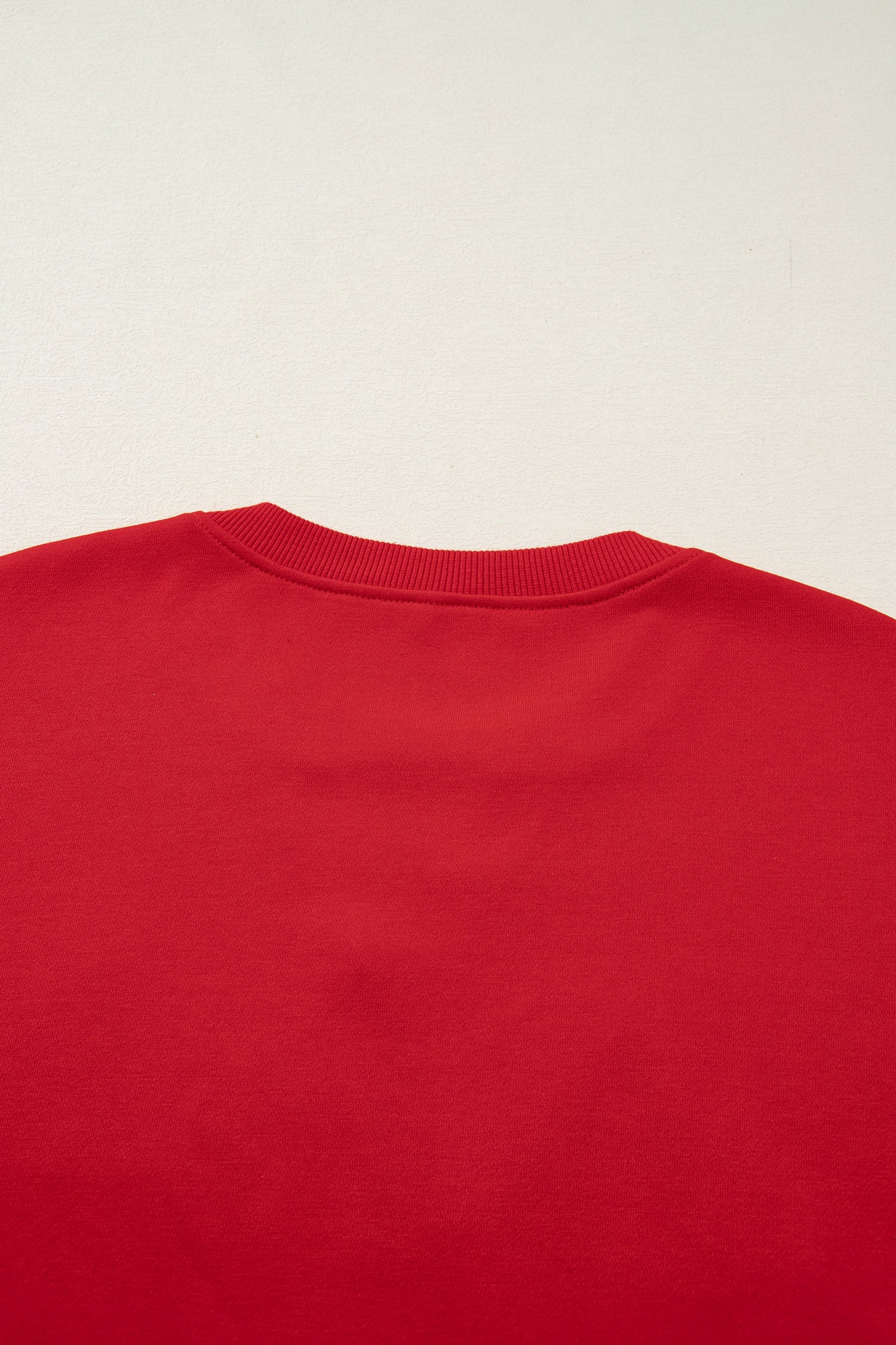 Red Christmas Tree Embroidered Notched Neck Cropped Sweatshirt - eAura