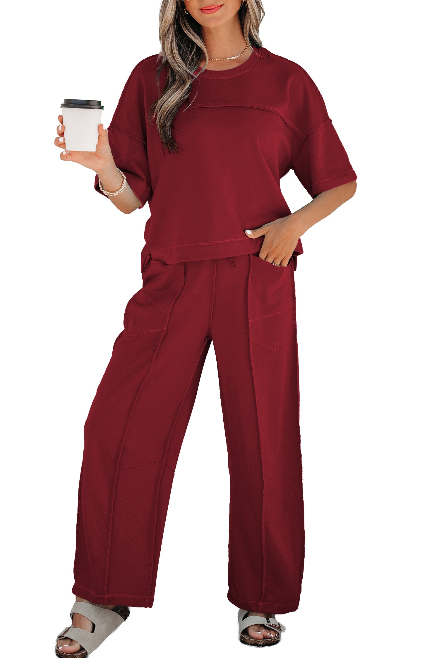 Drop Shoulder Boxy Tee and Barrel Pants Set