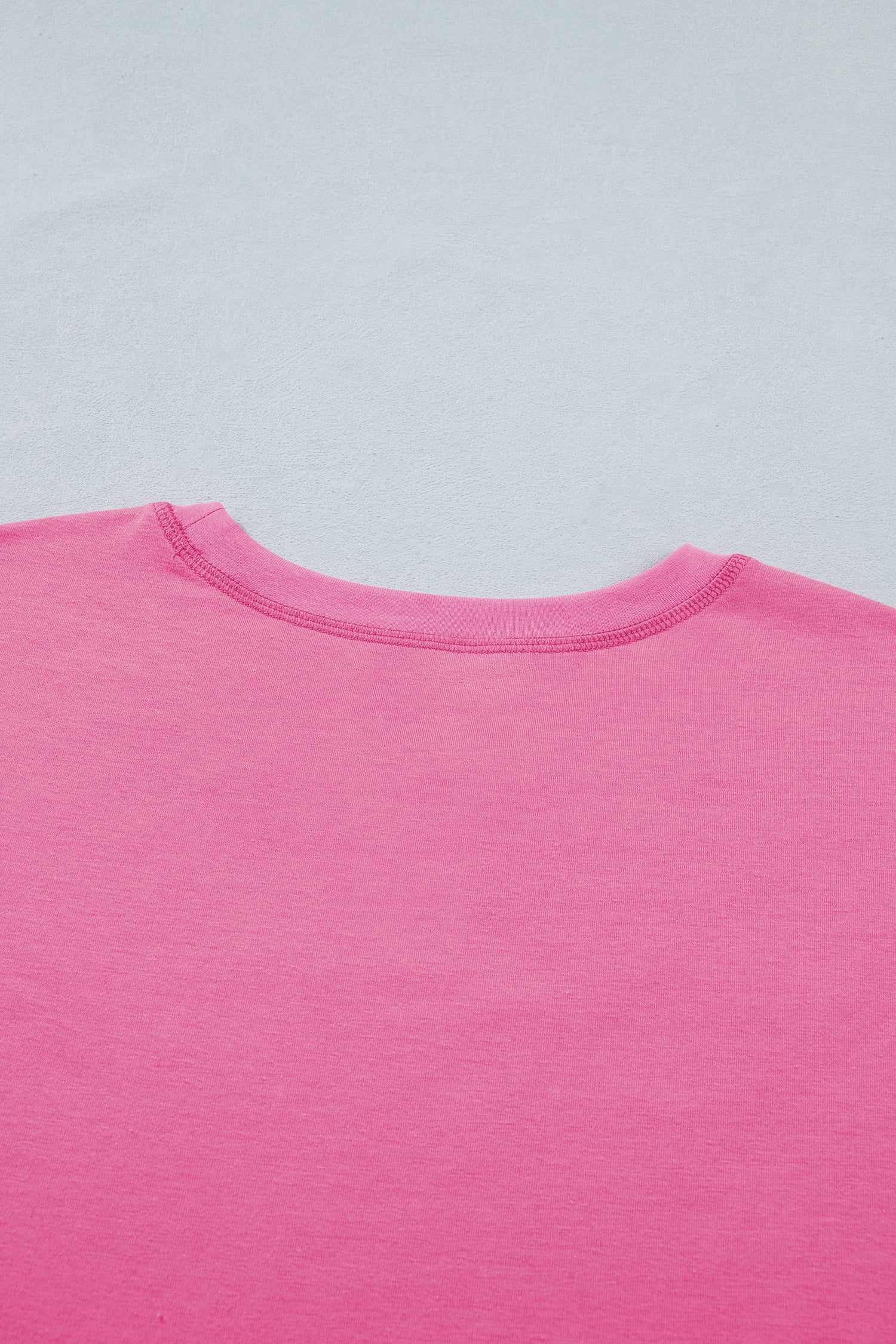 Seam Detail Raw Edge Tee Rainbow Waistband Casual Short Set