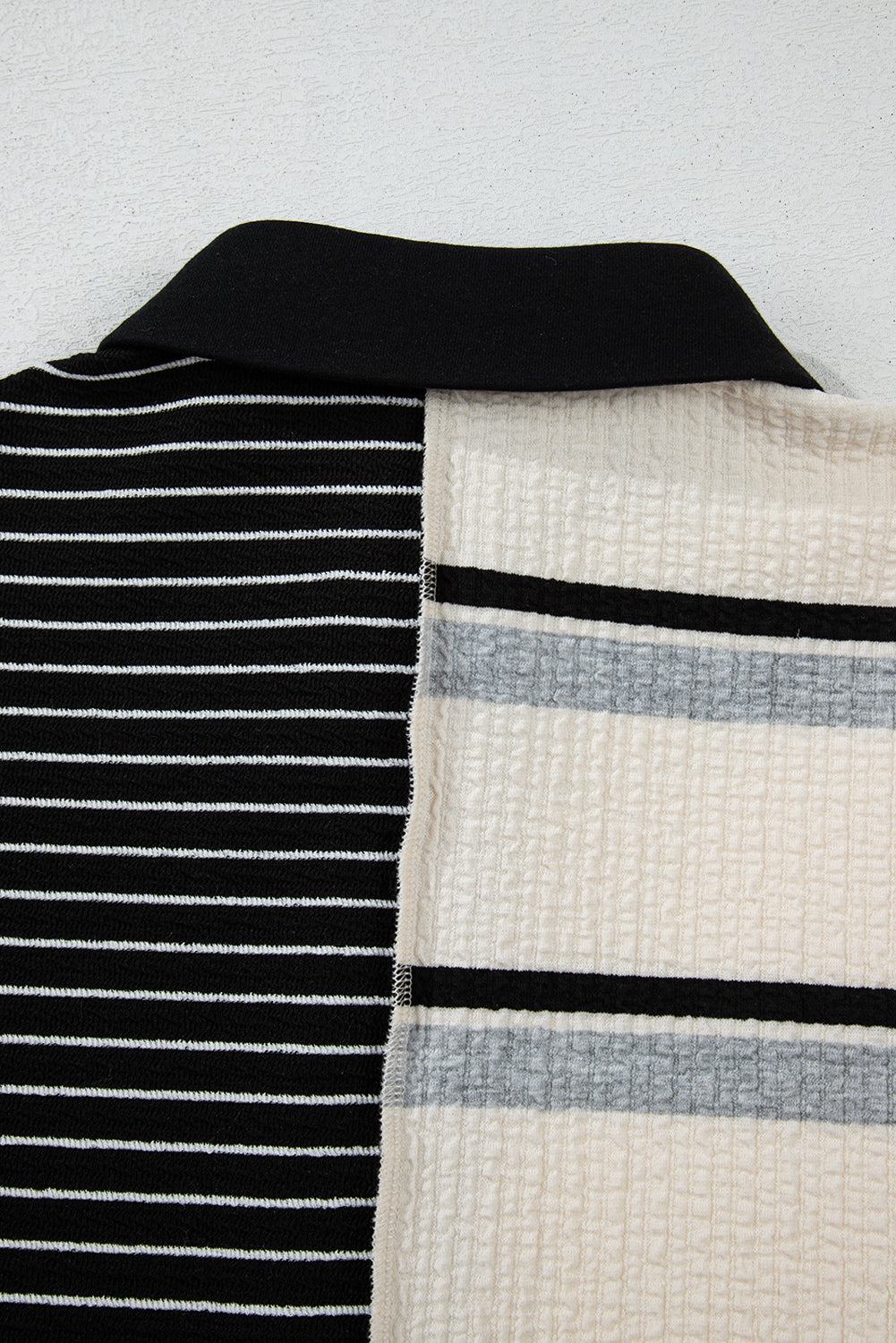 Black Stripe Colorblock Knit Henley Collar Shift Long Sleeve Mini Dress Dear-Lover Dropshipping