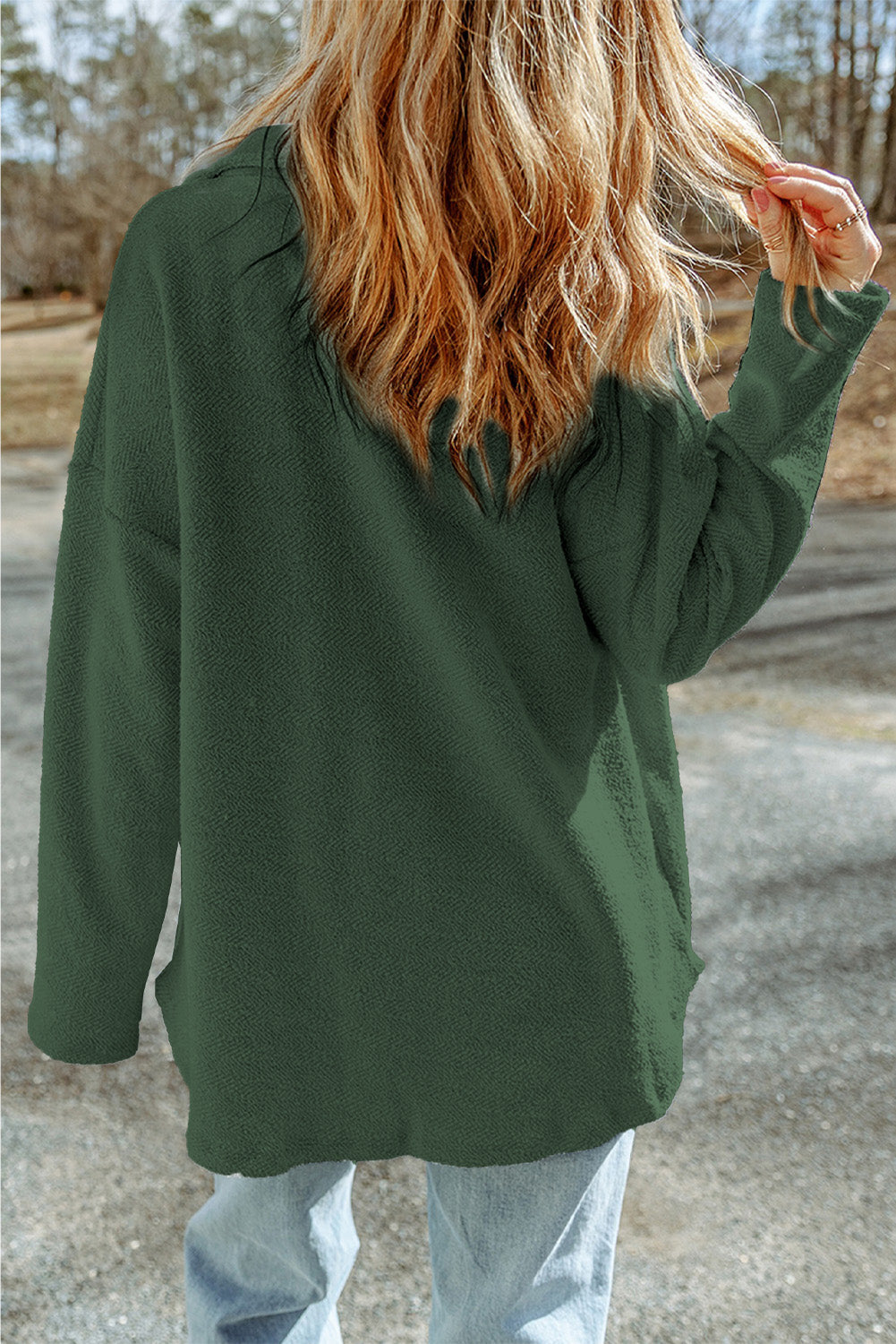 Grey Contrast Flap Pockets Relaxed Shacket Beagle Boutique Fashion Outlet