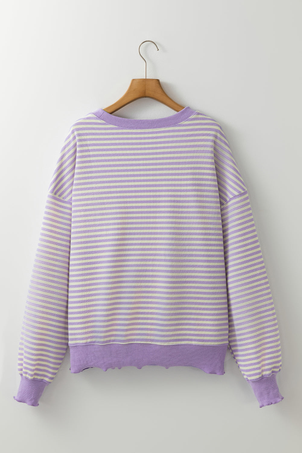 Brown Stripe Loose Drop Shoulder Long Sleeve Top eAura