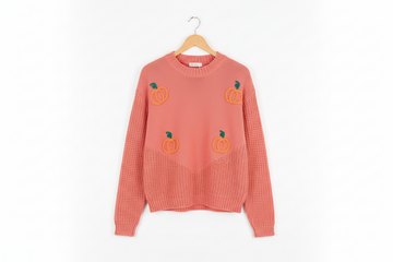 Pumpkin Embroidered Thanksgiving Holiday Sweater - Sweaters & Cardigans/Sweaters