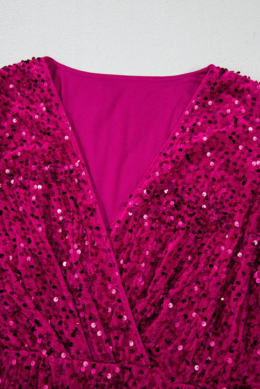 Sequin Long Sleeve V-Neck Wrapped Mini Dress - eAura