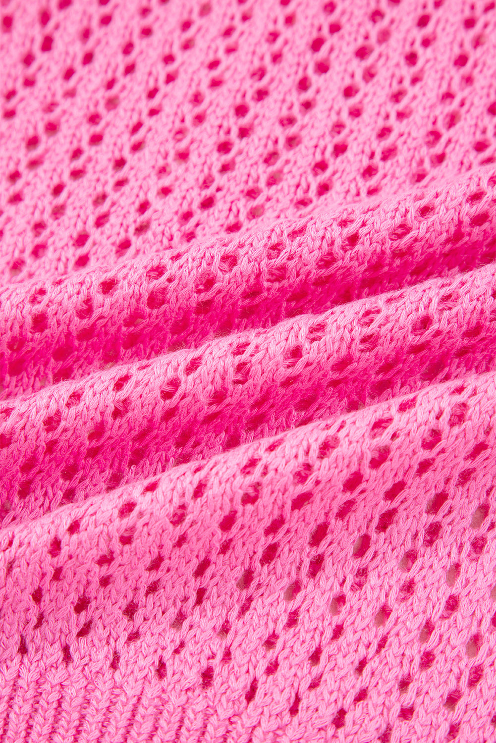 Sachet Pink Sweet Bow Decor Hollow Out Knit Drop Shoulder Sweater eAura