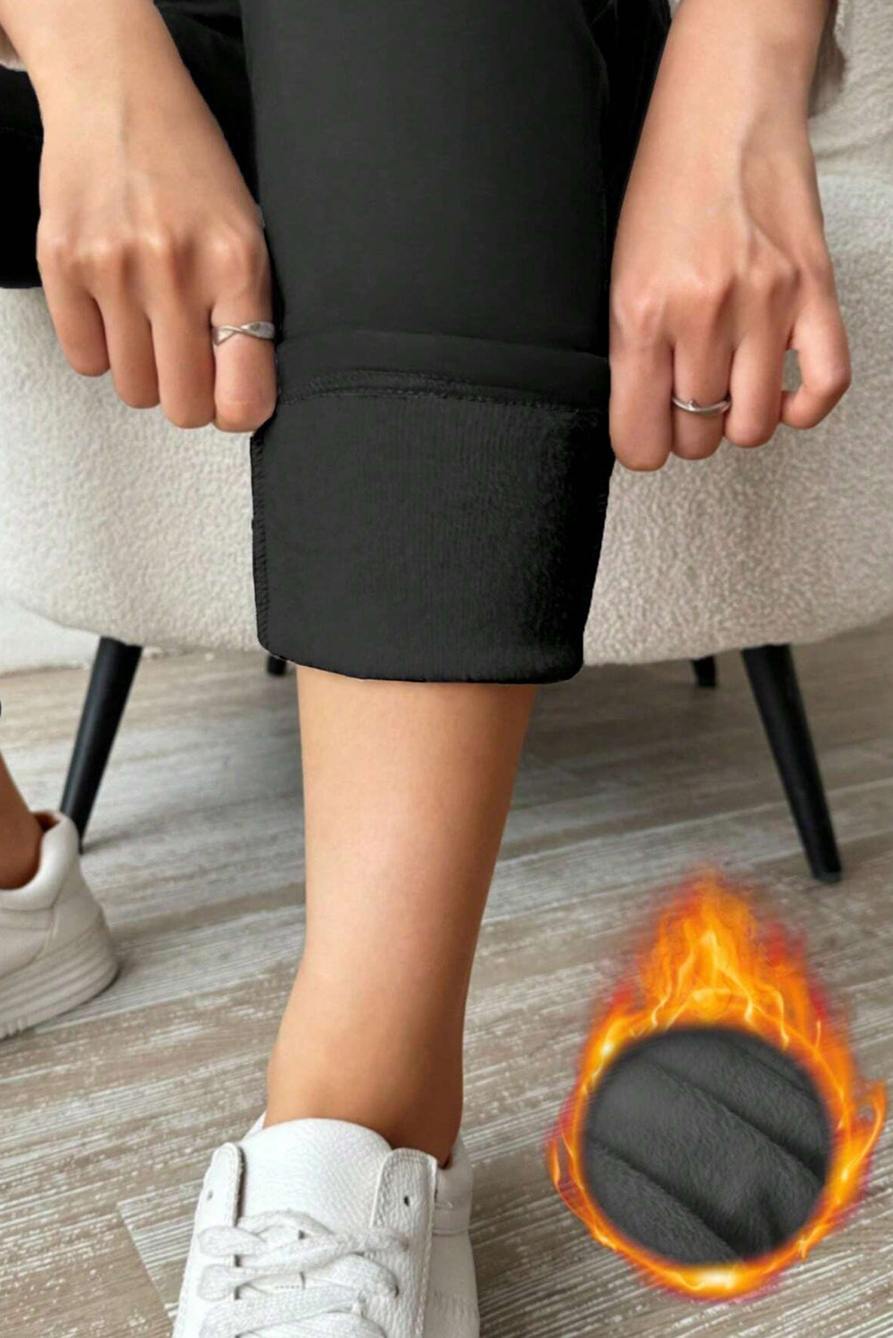 Black Thermal Lined Drawstring High Waist Leggings Beagle Boutique Fashion Outlet
