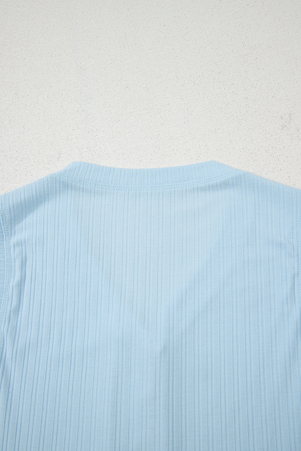 Beau Blue Ribbed Button V Neck Tank Top and Shorts Set - eAura