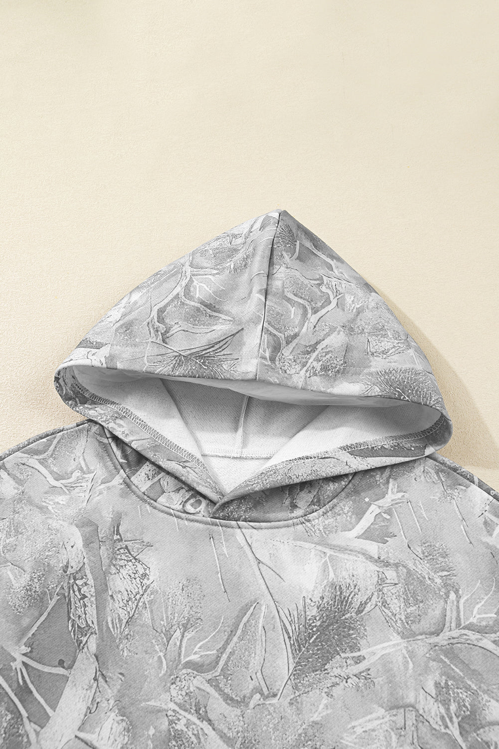 Grey Camouflage Woodland Print Oversized Sporty Hoodie - eAura