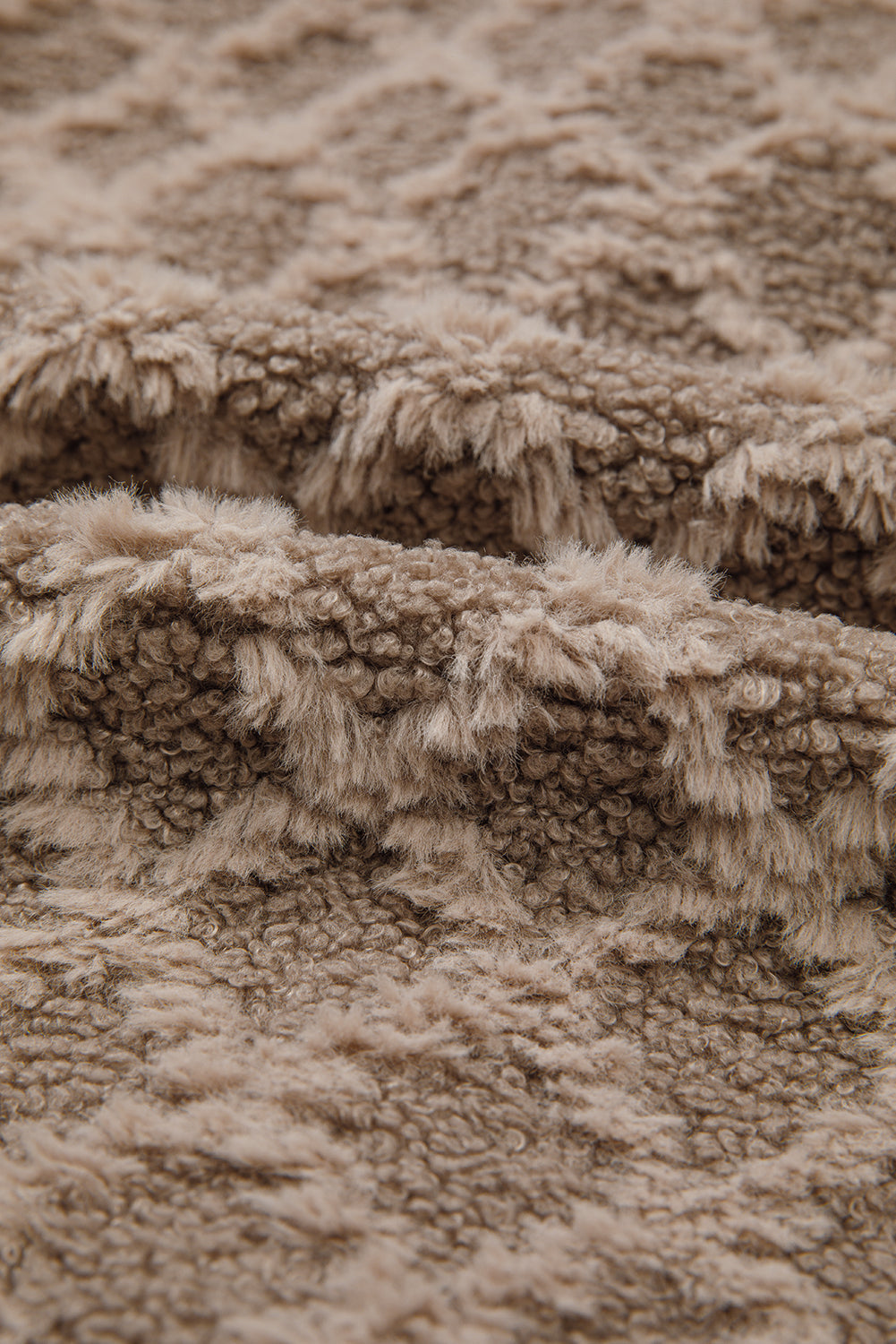 Sherpa Diamond Pattern Zip-Up Side Pocket Hooded Jacket - eAura