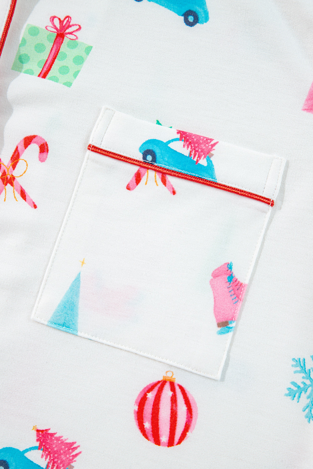 White Christmas Print Short Sleeve Shirt and Shorts Pyjama Set - eAura