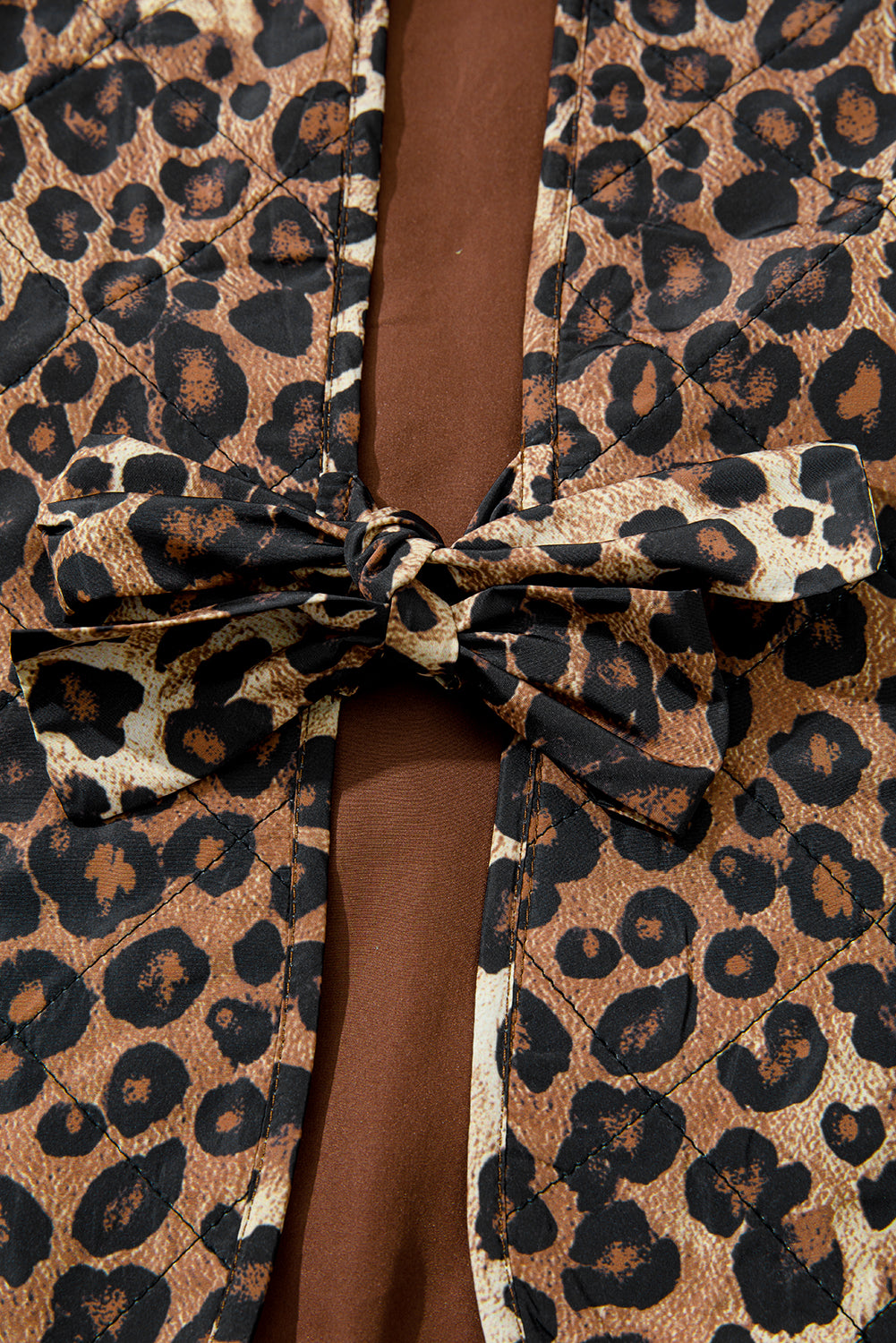 Leopard Quilted Tie Front Jacket eAura