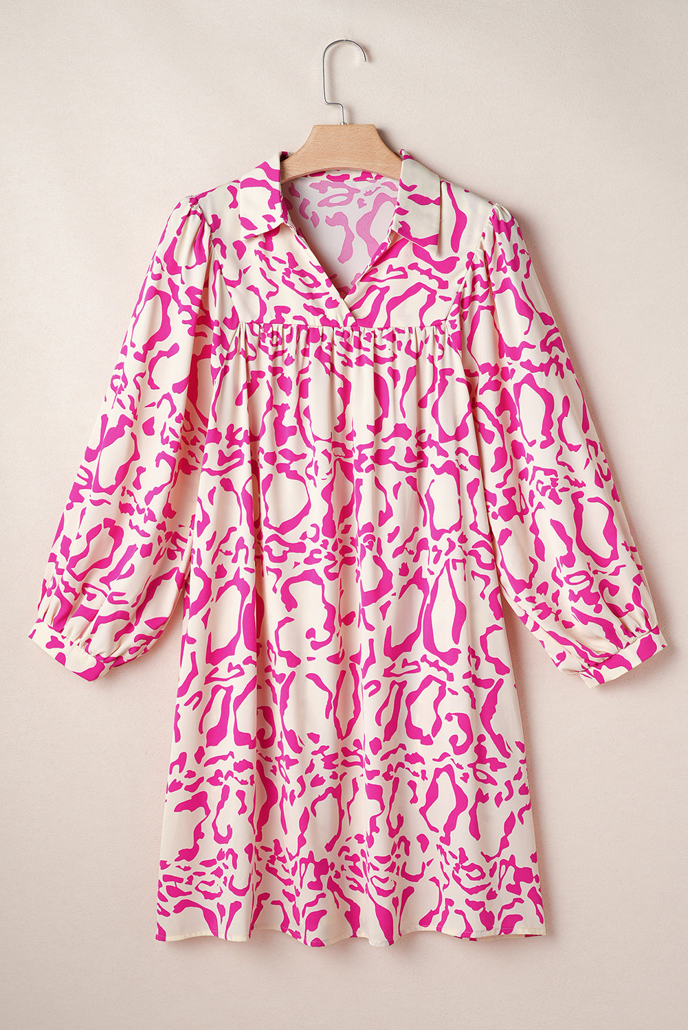 Pink Leopard Print Loose Fit Babydoll Mini Dress Beagle Boutique Fashion Outlet