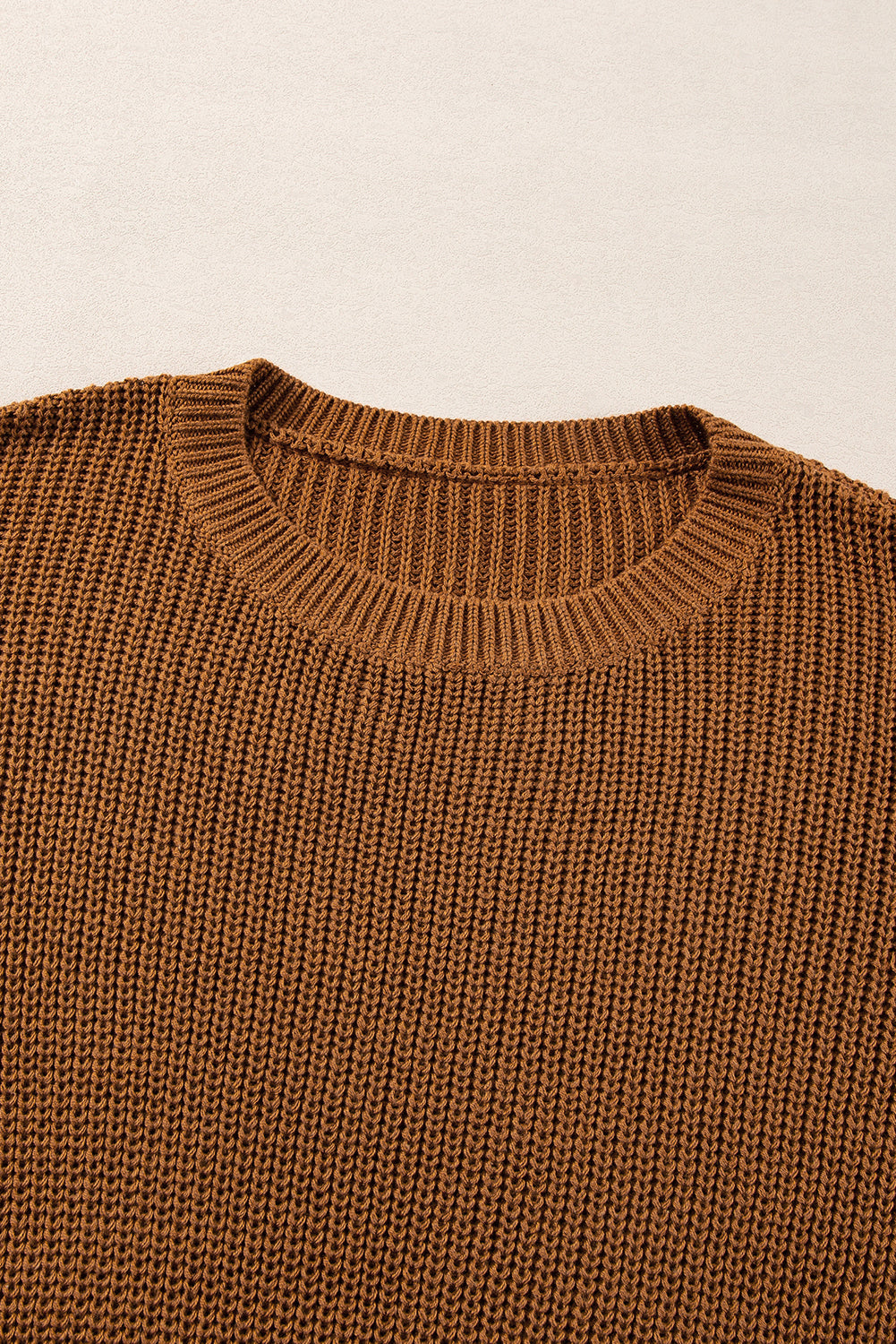 Chestnut Beaded Drop Shoulder Round Neck Sweater eAura