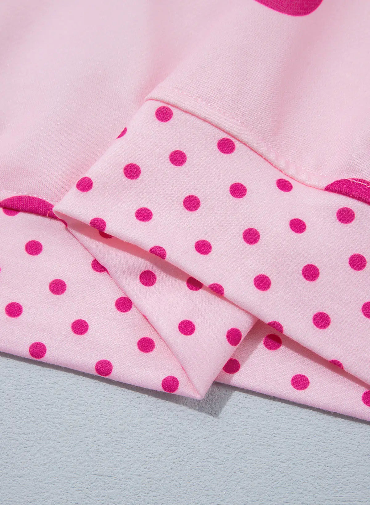 Polka Dot Print Contrast Detail Oversized Tunic Sweatshirt – Pink