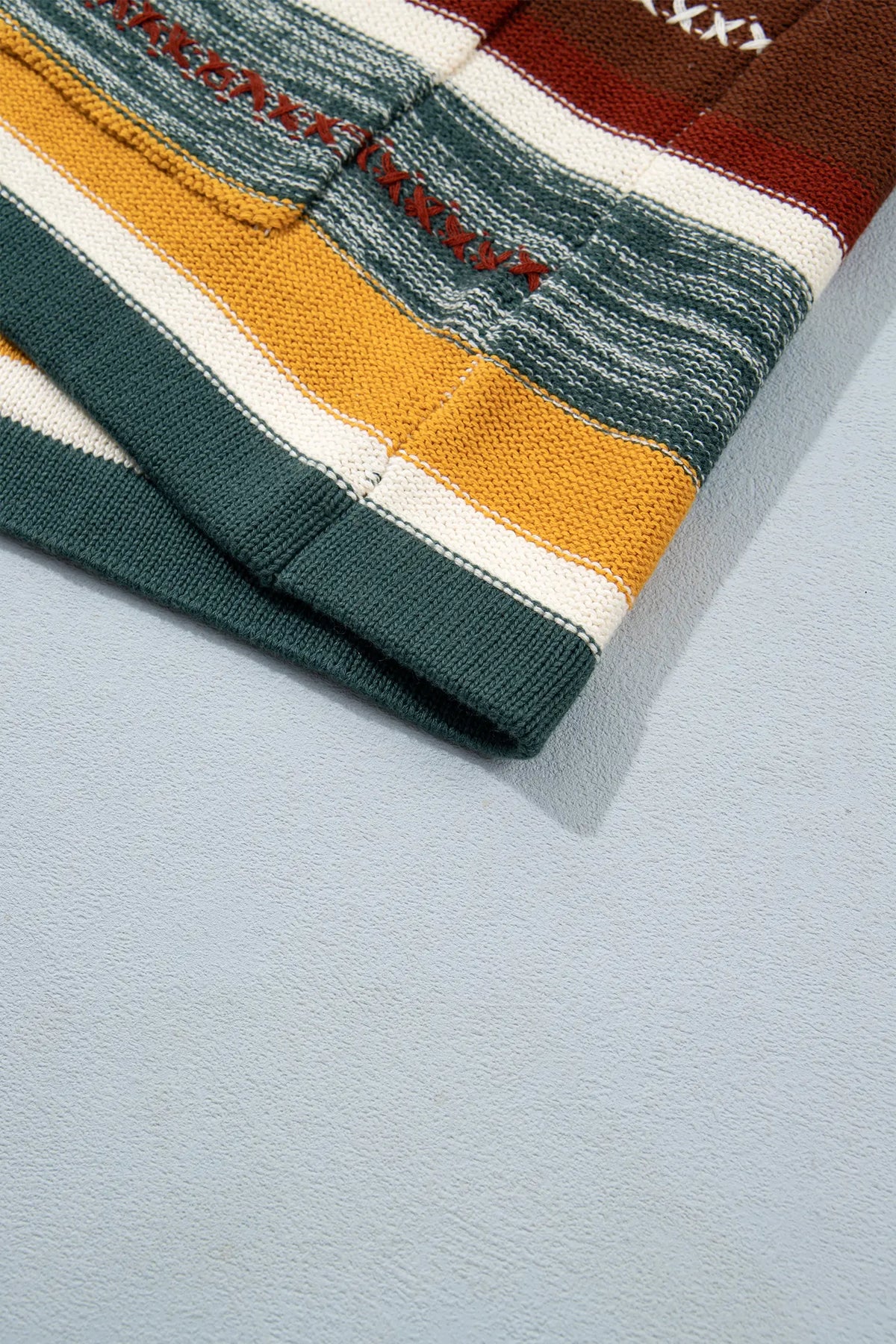 Striped Button Front Sleeveless Knit Regular Fit Sweater Vest – Multicolour