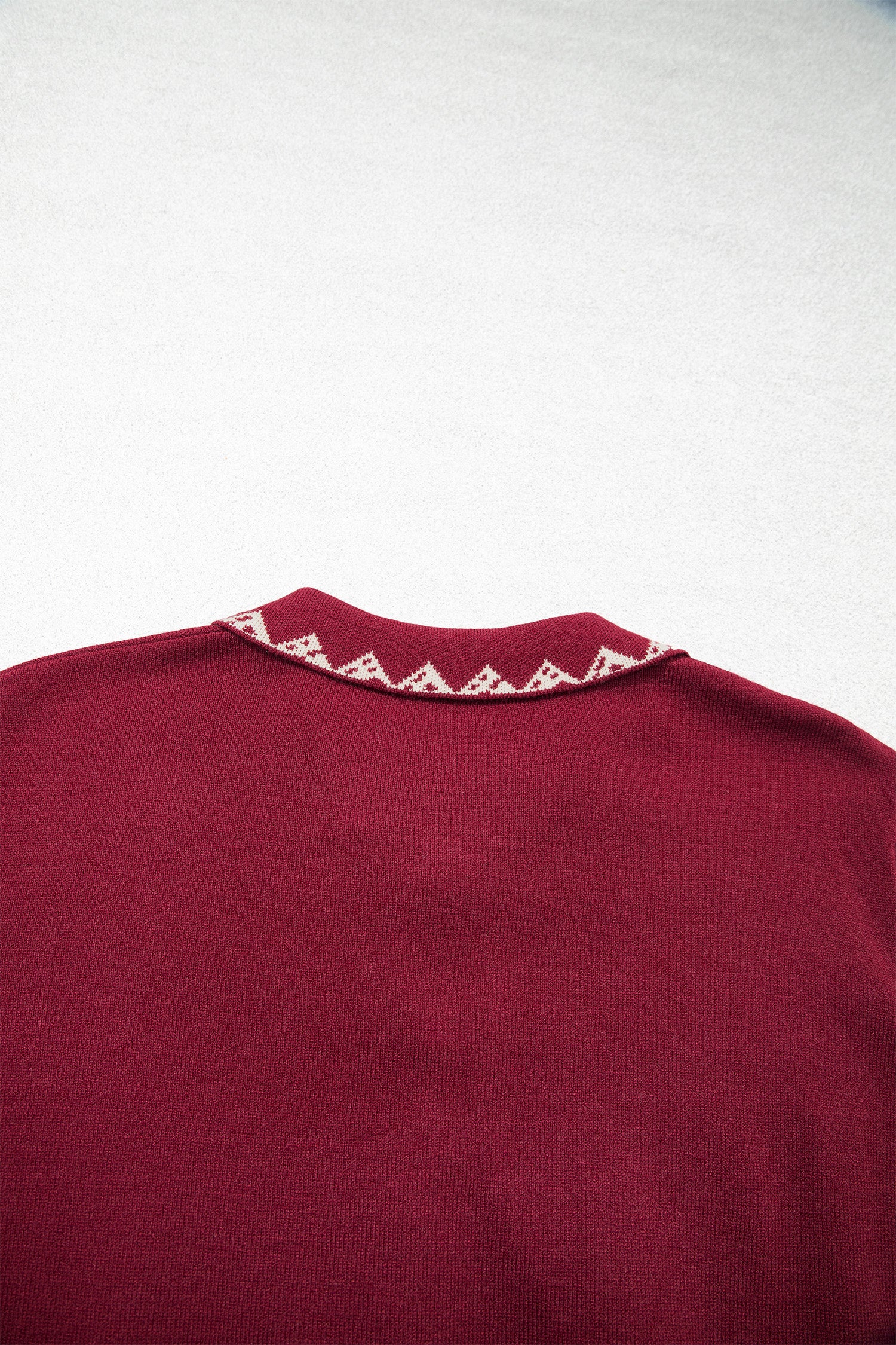 Bow Pocket Collar Long Sleeve Knit Cardigan – Burgundy