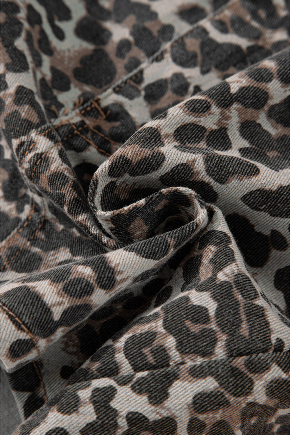 Khaki Leopard Denim Mini Skirt eAura