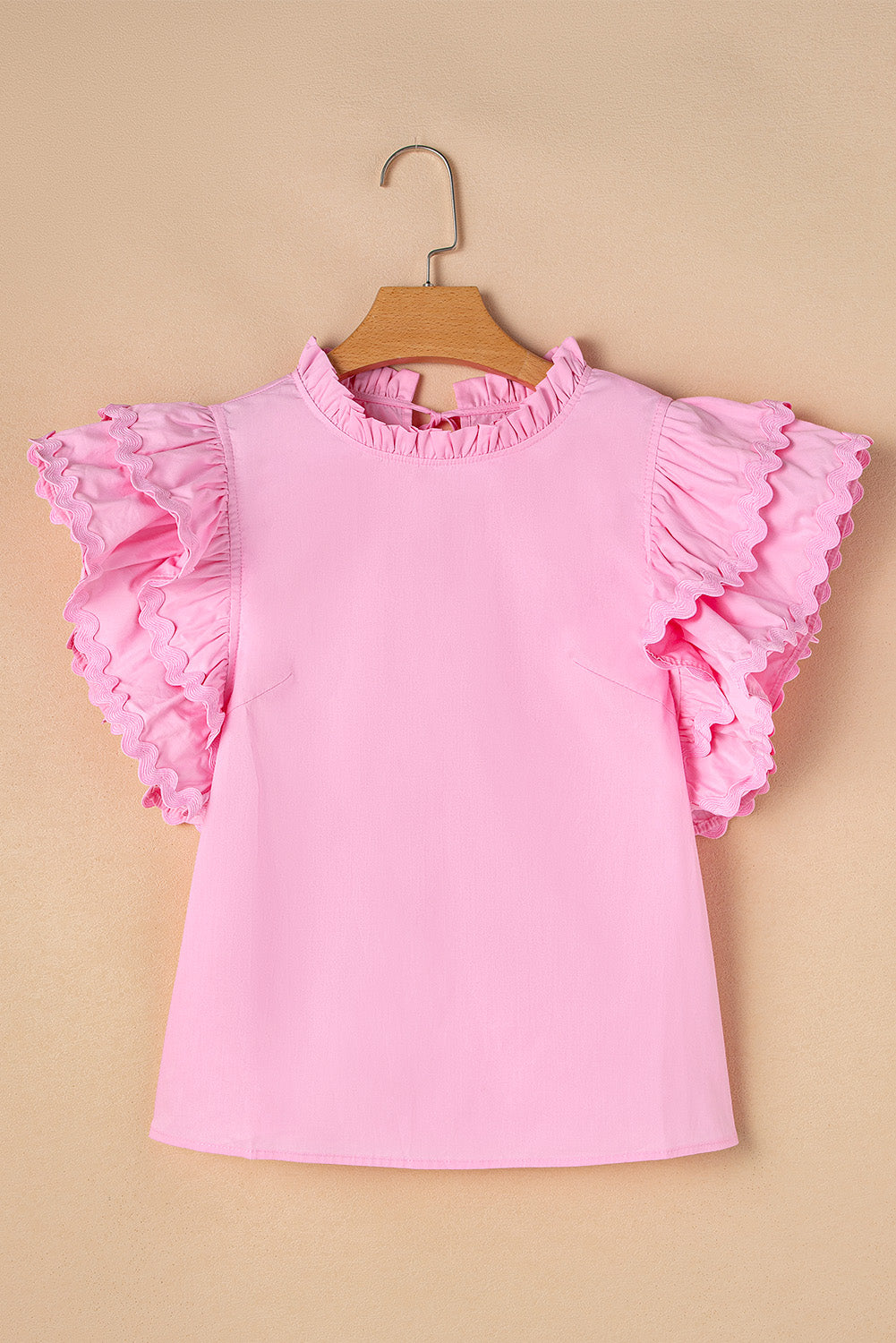 Bonbon Ricrac Ruffled Sleeve Frilled Collar Blouse eAura