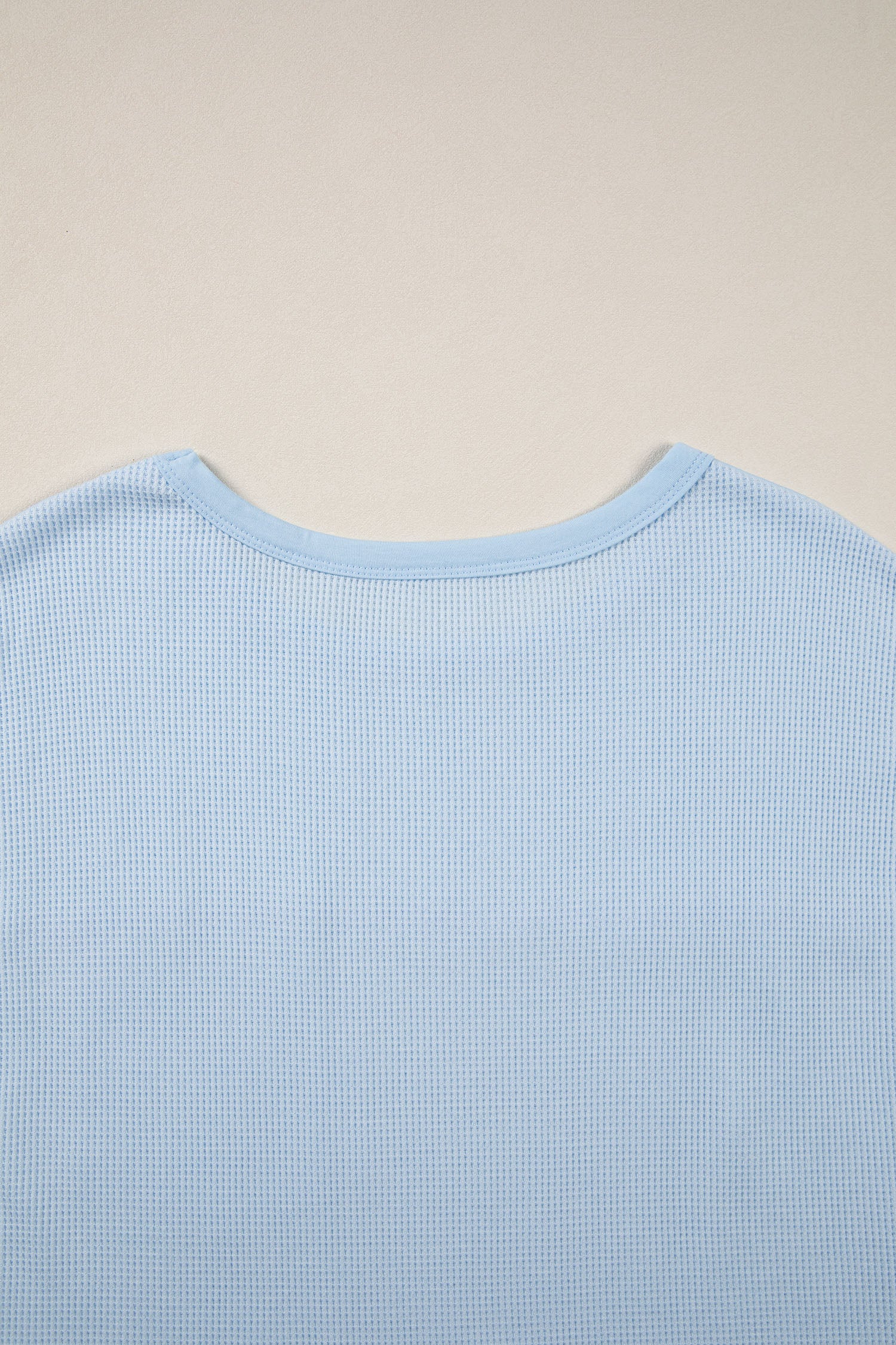 Raw Seam Waffle Knit Patchwork Casual T-Shirt