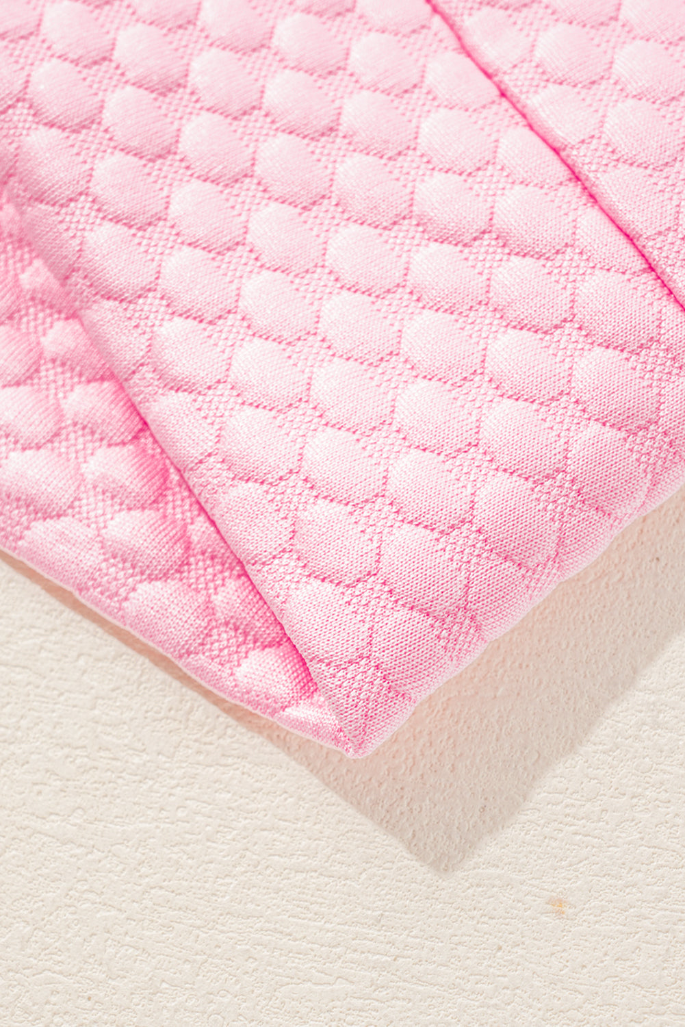 Pink Textured Ruffle Short Sleeve Pullover Top eAura