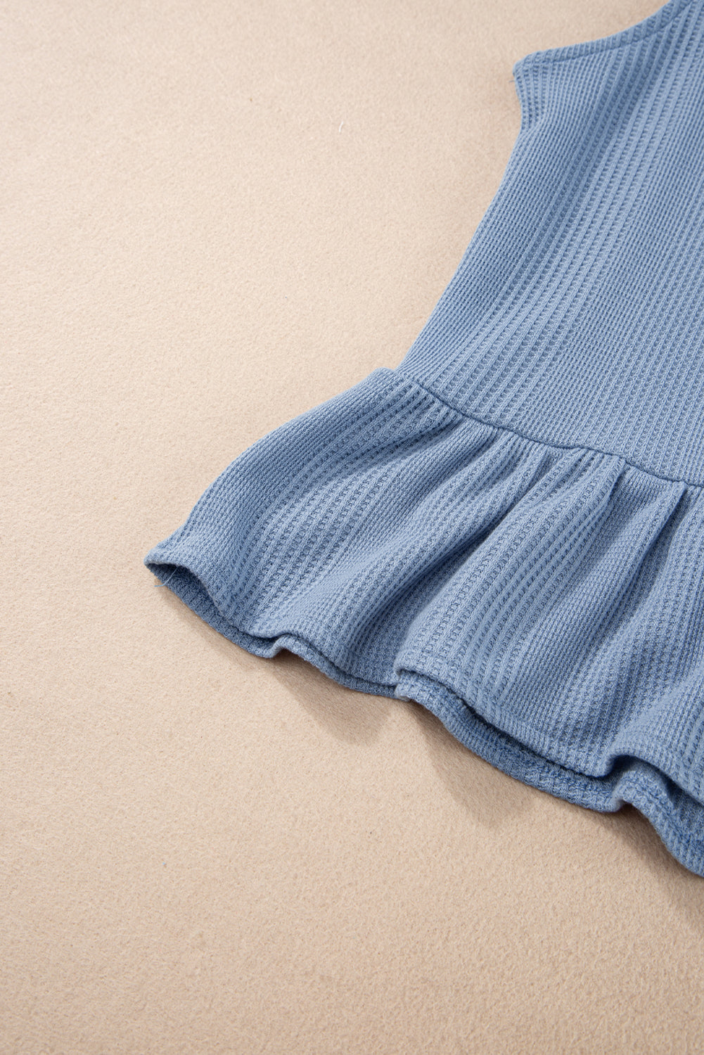 Beau Blue Ribbed Ruffle Tank Top and Trousers Set eAura