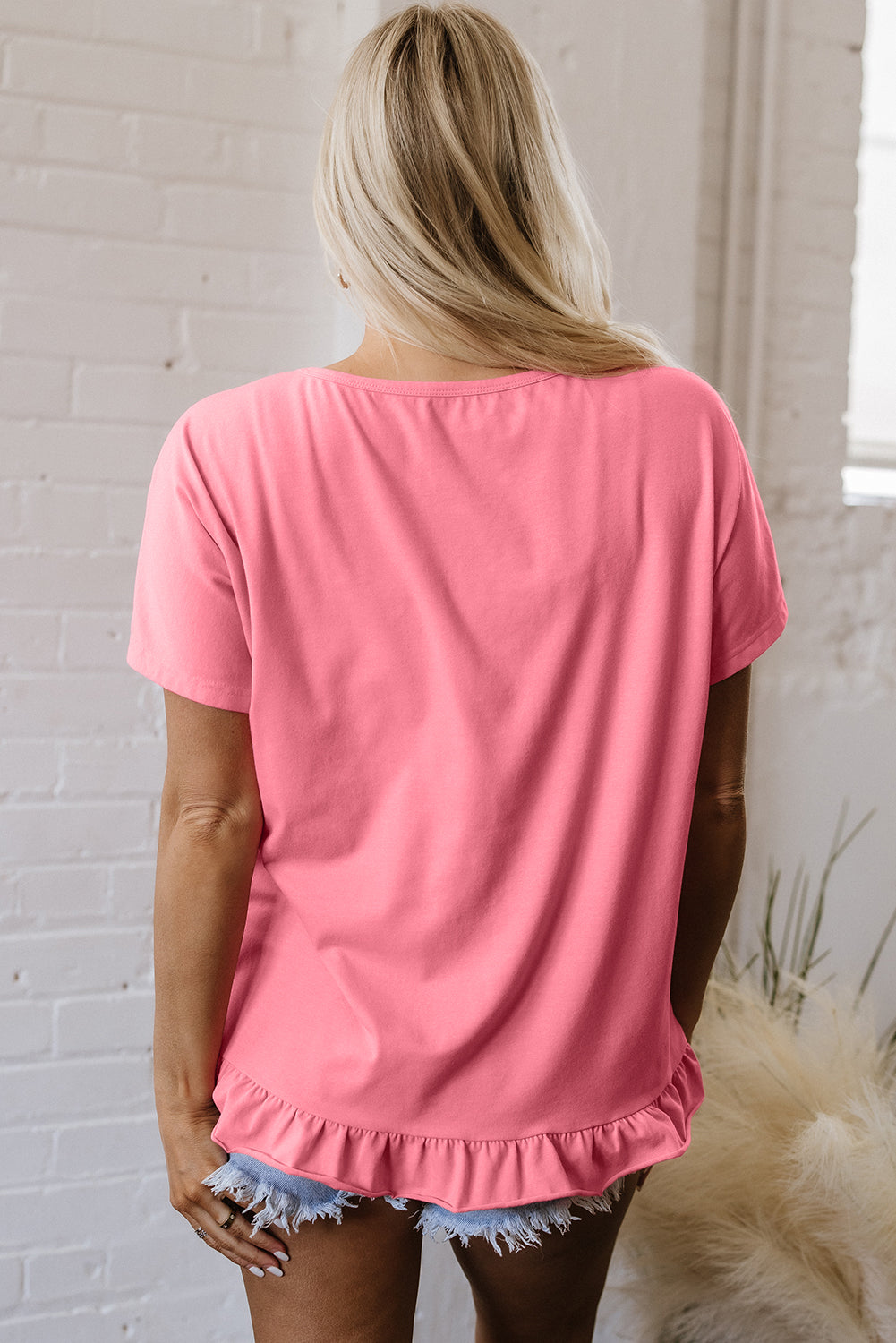 Frilled Hem Loose T-Shirt eAura