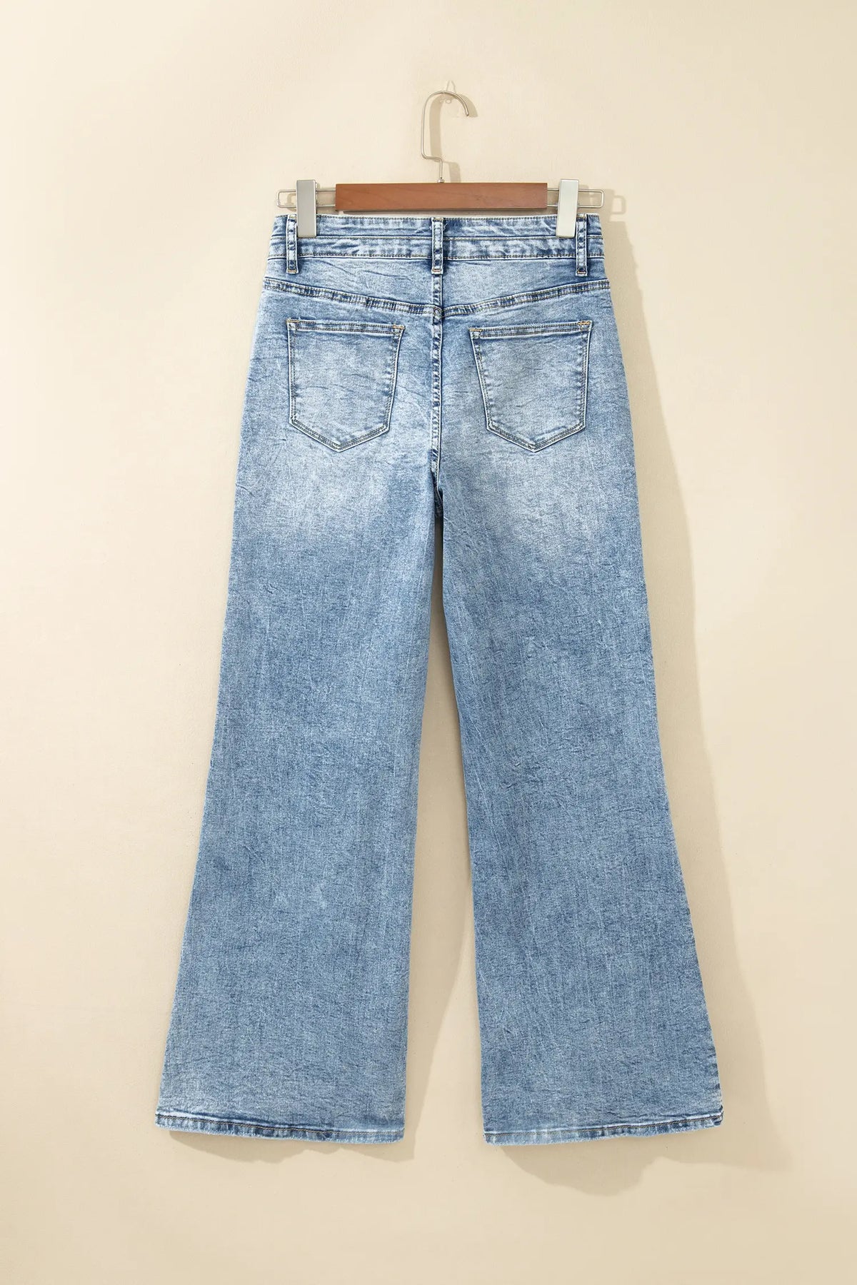 Beau Acid Wash Pocket Detail Flare Jeans – Blue