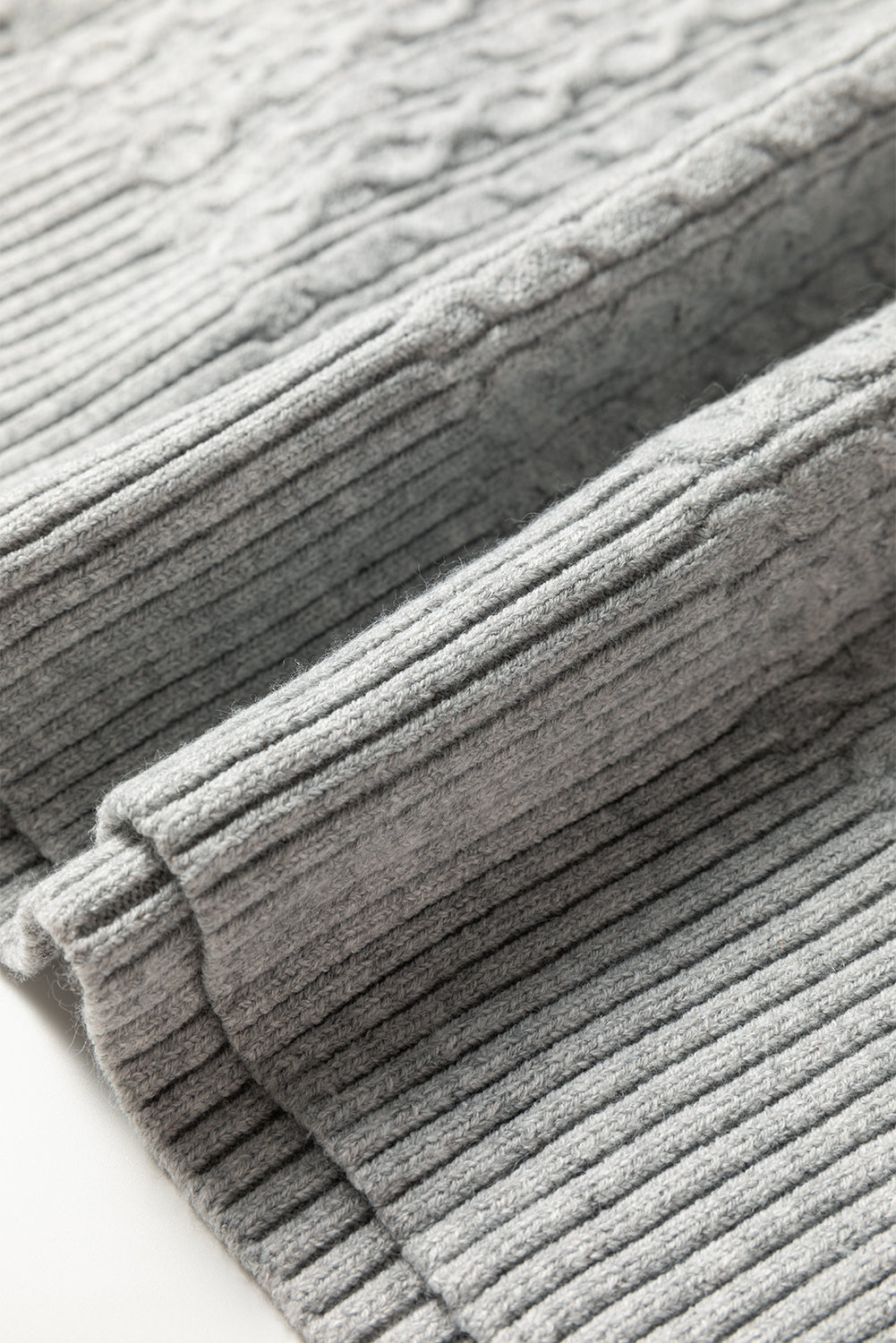 Cable Knit Quarter Zip Ribbed Trim Loose Sweater Dress - eAura