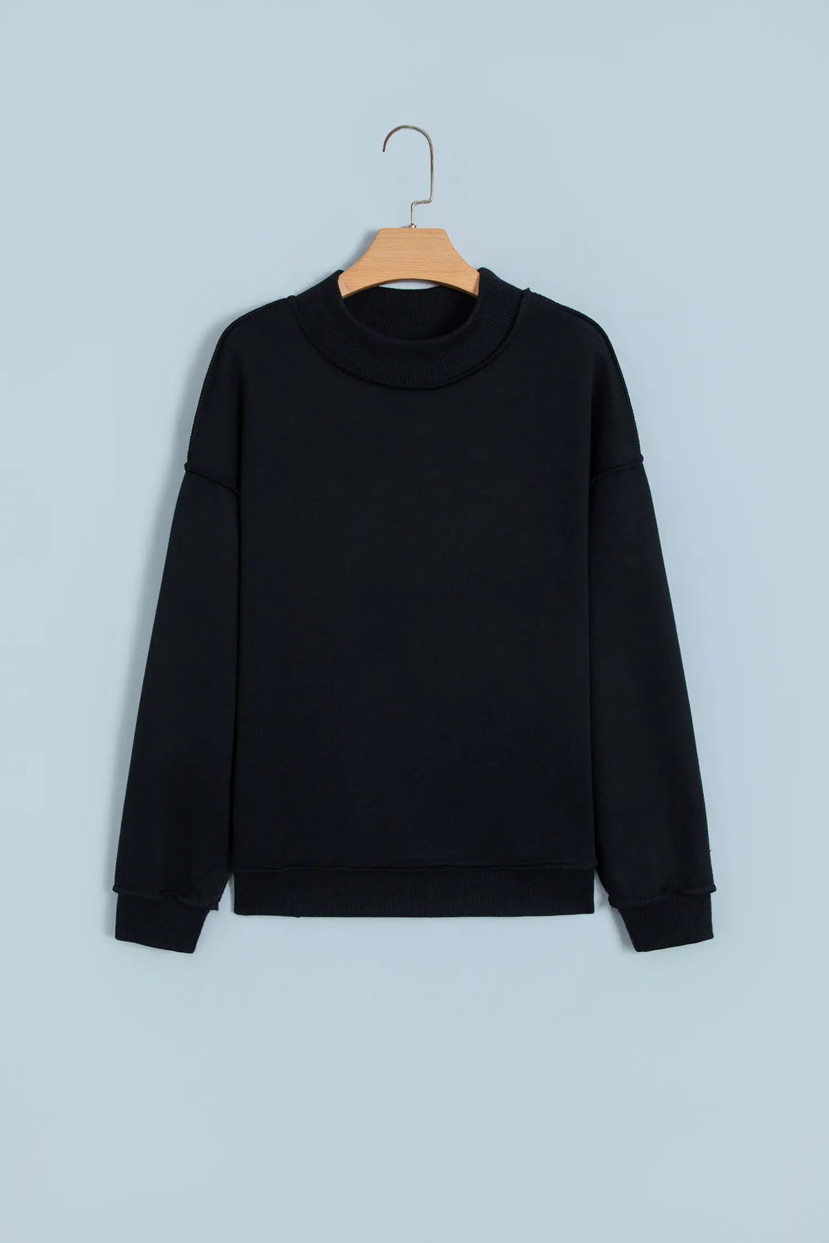 Oversize Drop Shoulder Reversible Mock Neck Sweatshirt