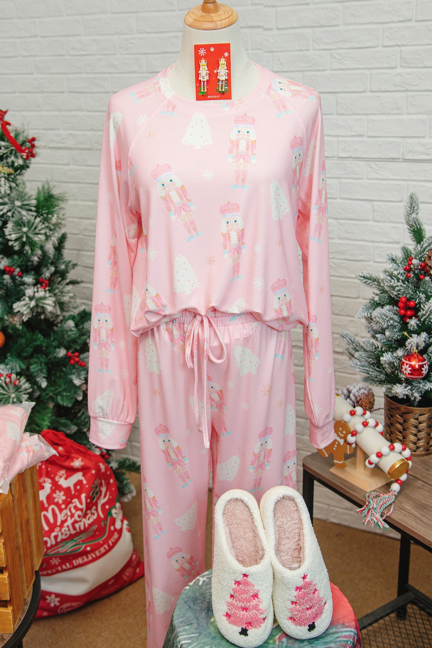 Pink Christmas Tree Nutcracker Print Pyjama Set - eAura