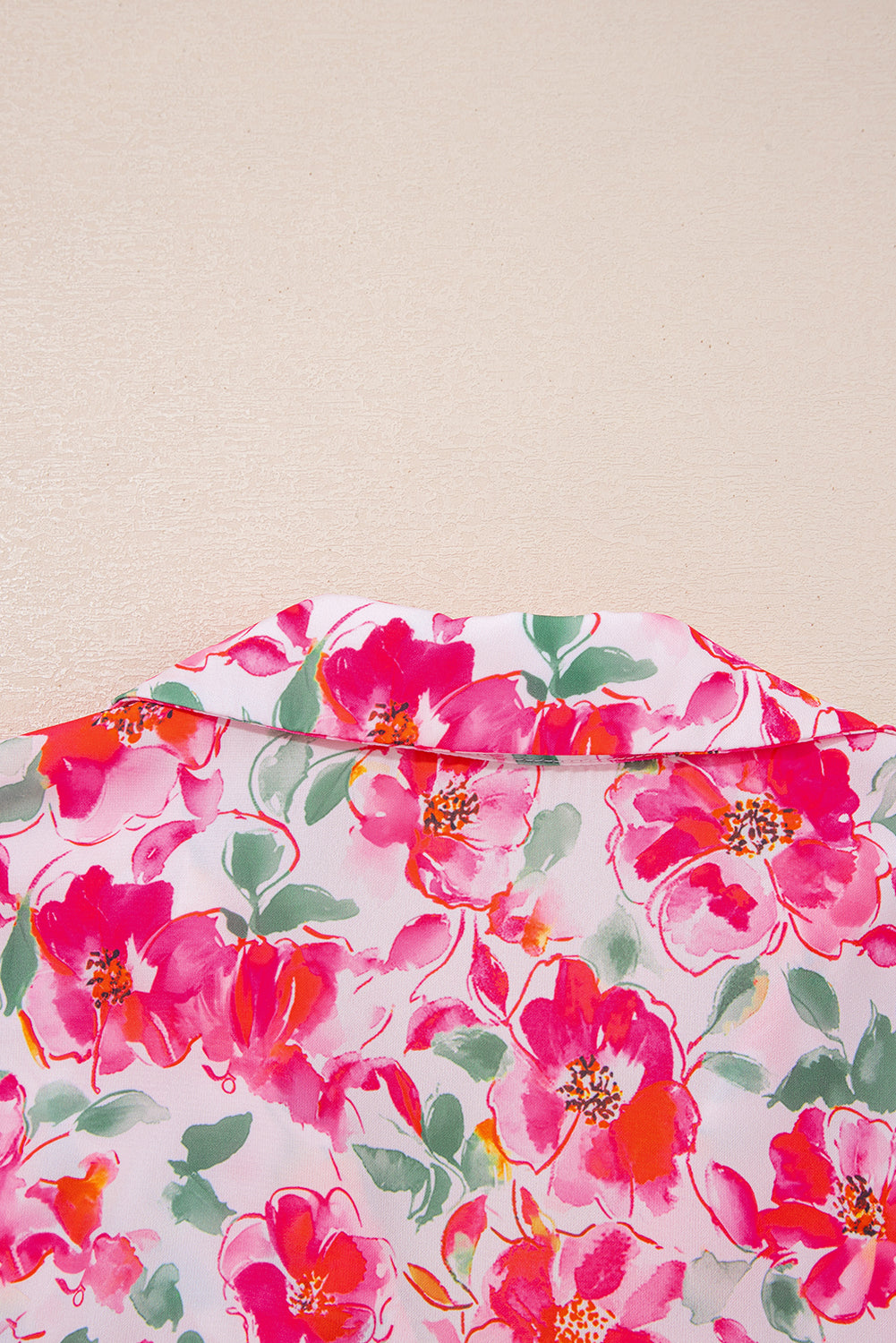 Pink Floral Boxy Fit Ruffled Short Sleeve V Neck Blouse eAura