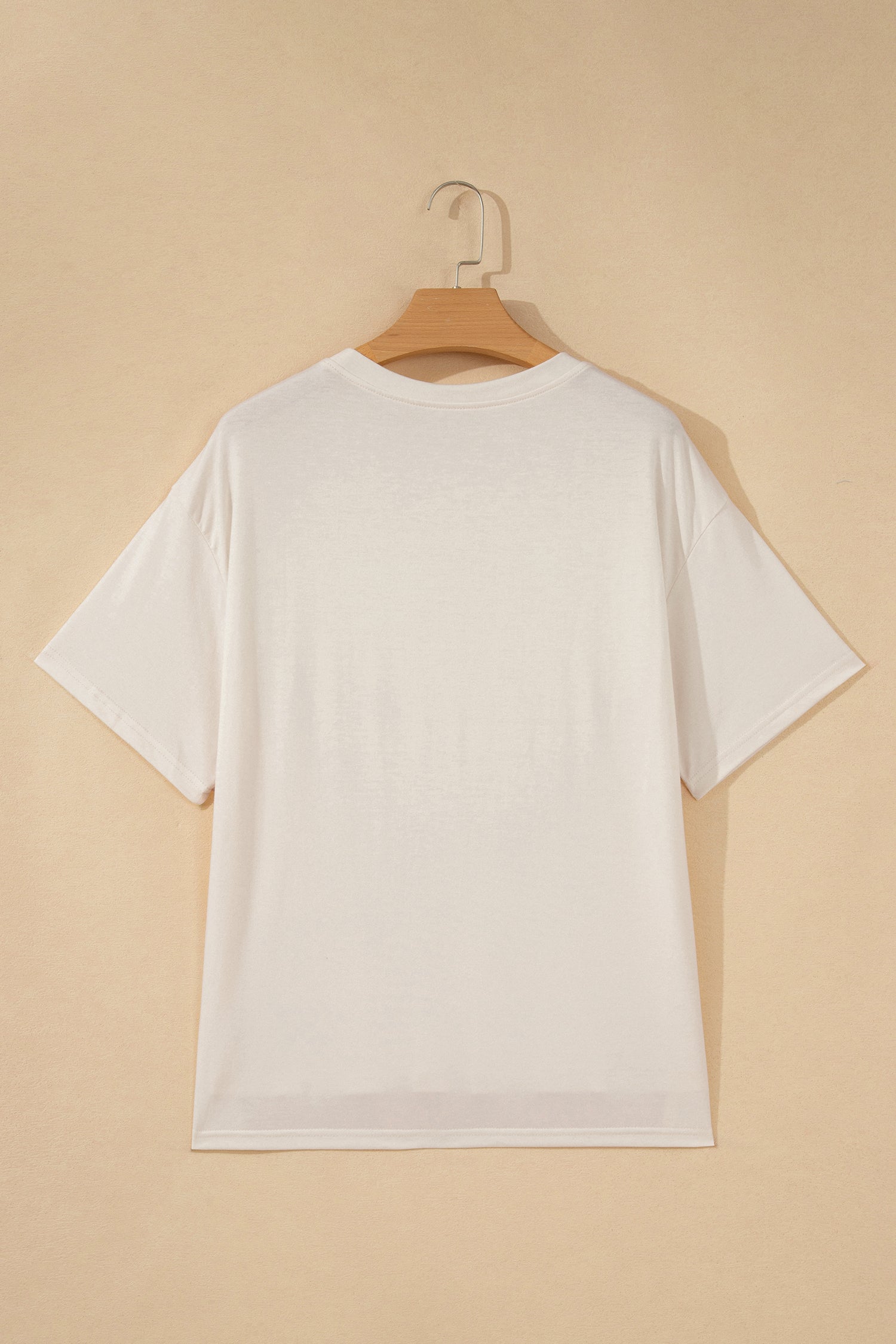 White Loose Knit Vintage Flag Bow Patched T-Shirt