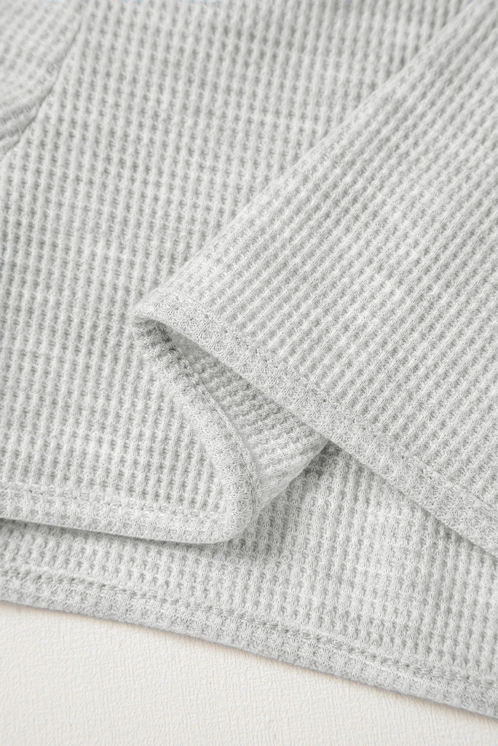 Light Grey Waffle Knit Sleeveless Buttoned Front Drawstring Waist Romper eAura