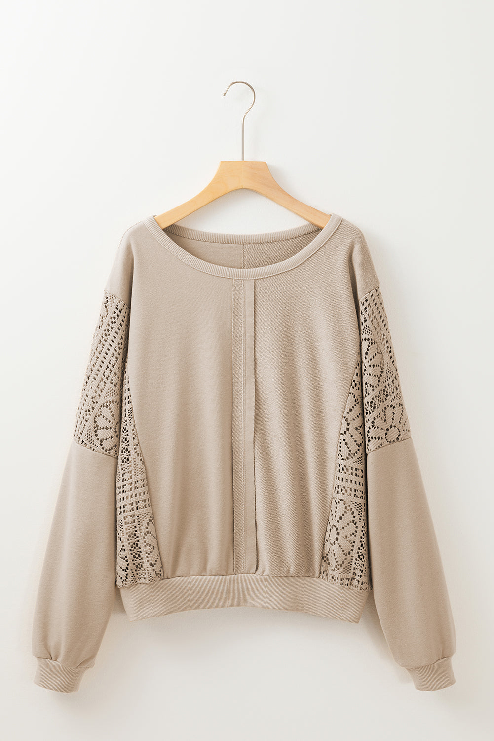 Knit Crochet Exposed Seam Ribbed Trim Sweatshirt eAura