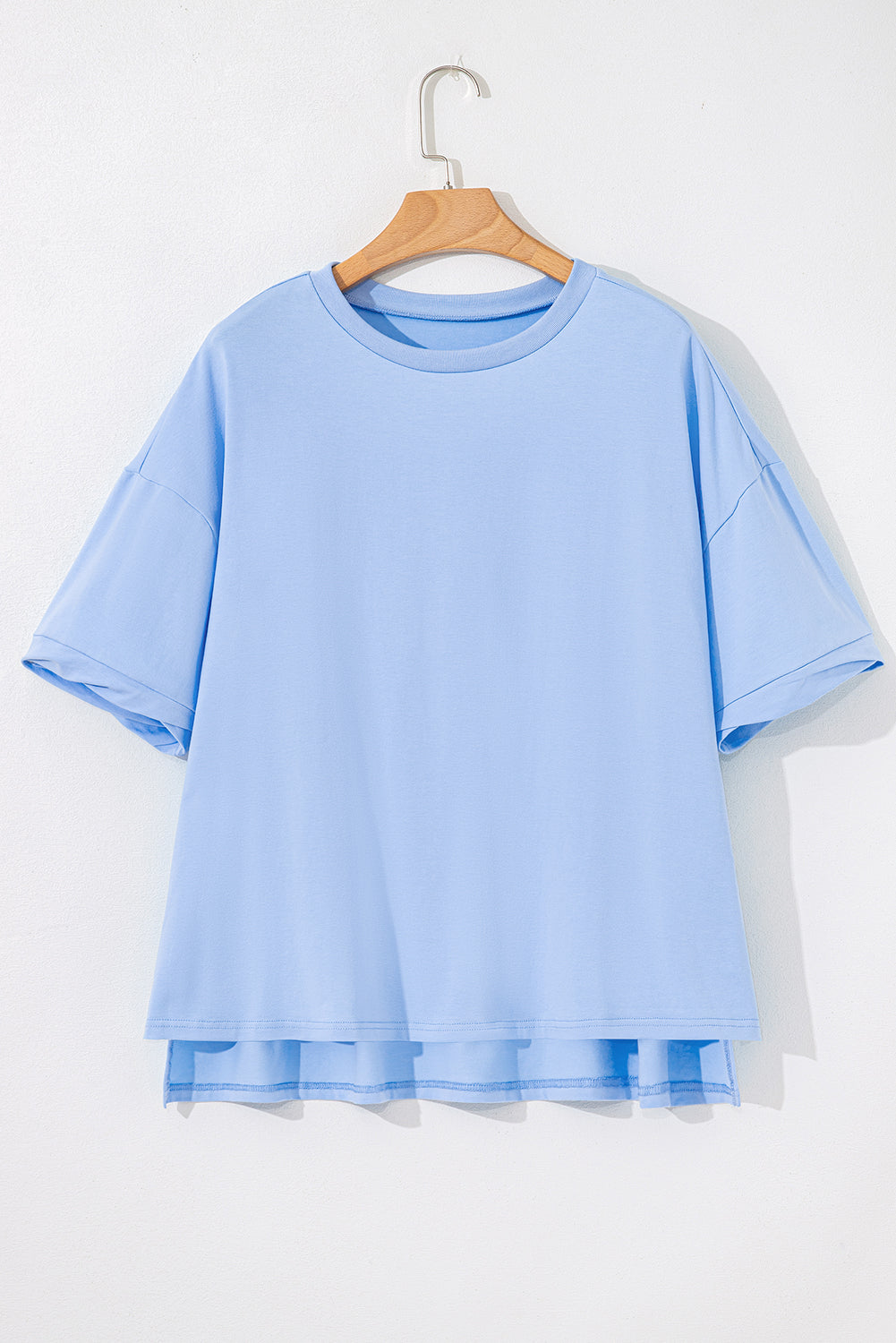 Myosotis Loose Half Sleeve Hi Low Hem T Shirt eAura