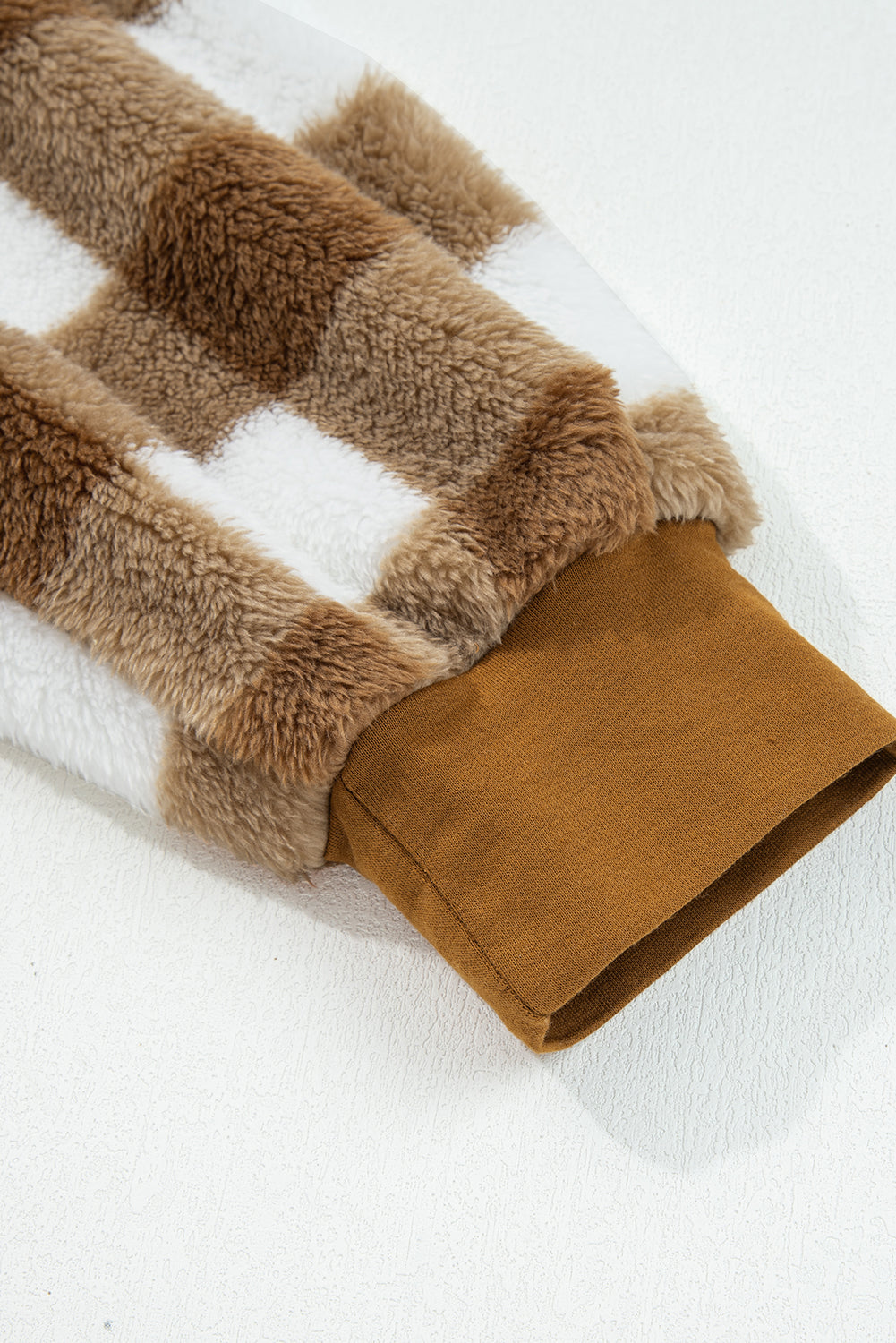 Checkered Sherpa Oversized Cardigan with Pockets - eAura