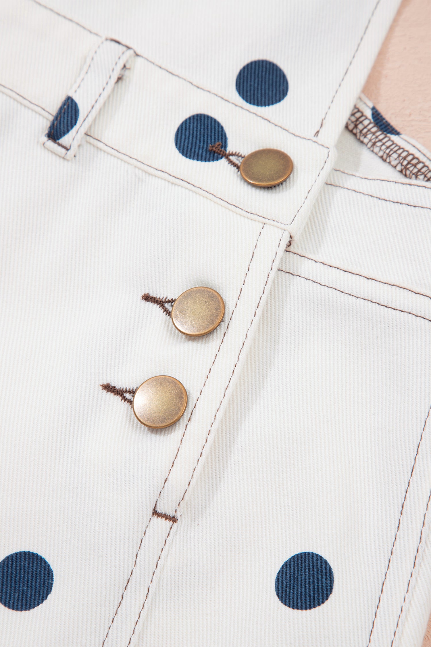 Polka Dot Print Bib Pocket Denim Barrel Overalls