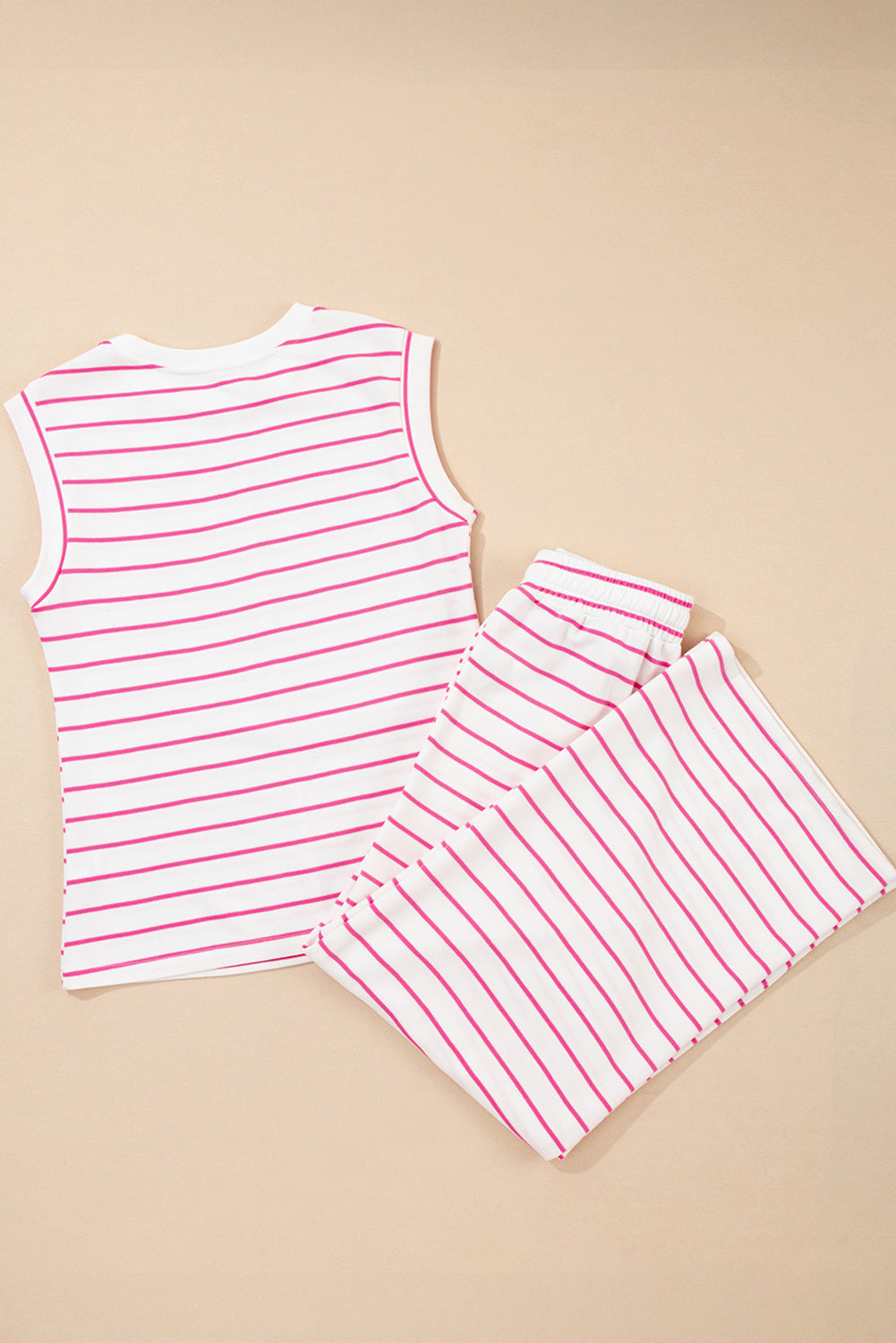Stripe Casual Wide Leg 2pcs Trousers Co-ord Set BB Fashion Outlet