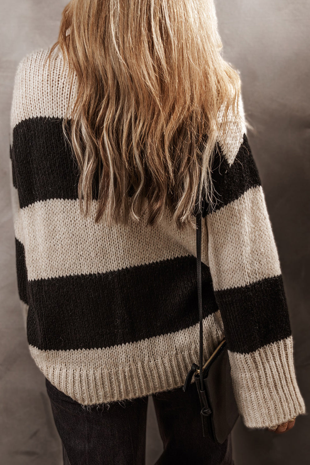 Simply Taupe Colourblock Loose Pullover Sweater eAura