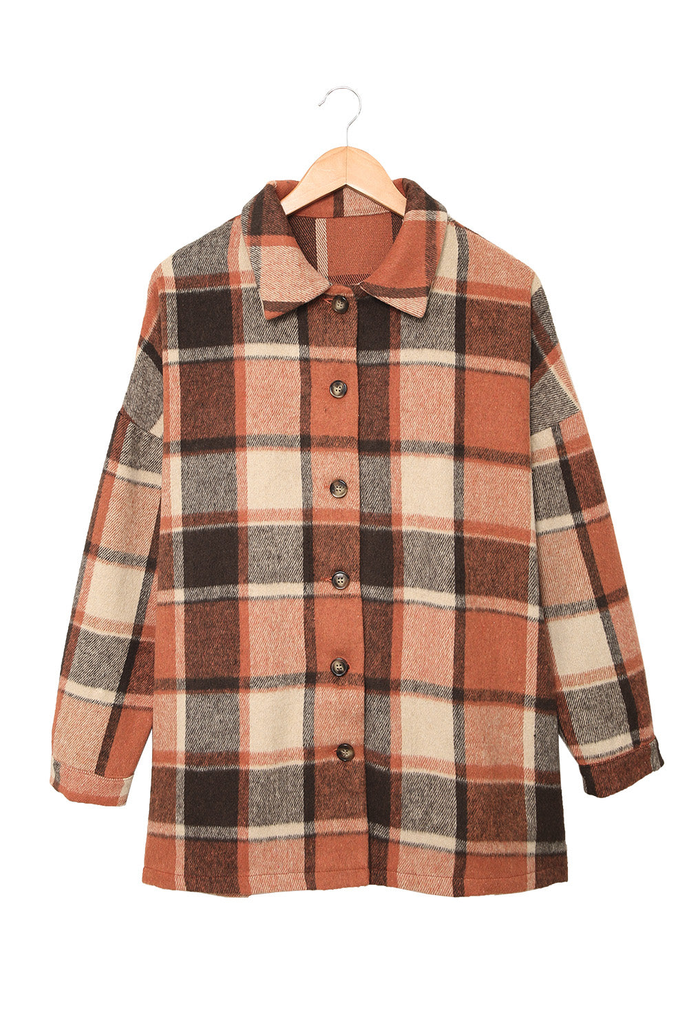 Plaid Print Buttoned Shirt Jacket Beagle Boutique Fashion Outlet
