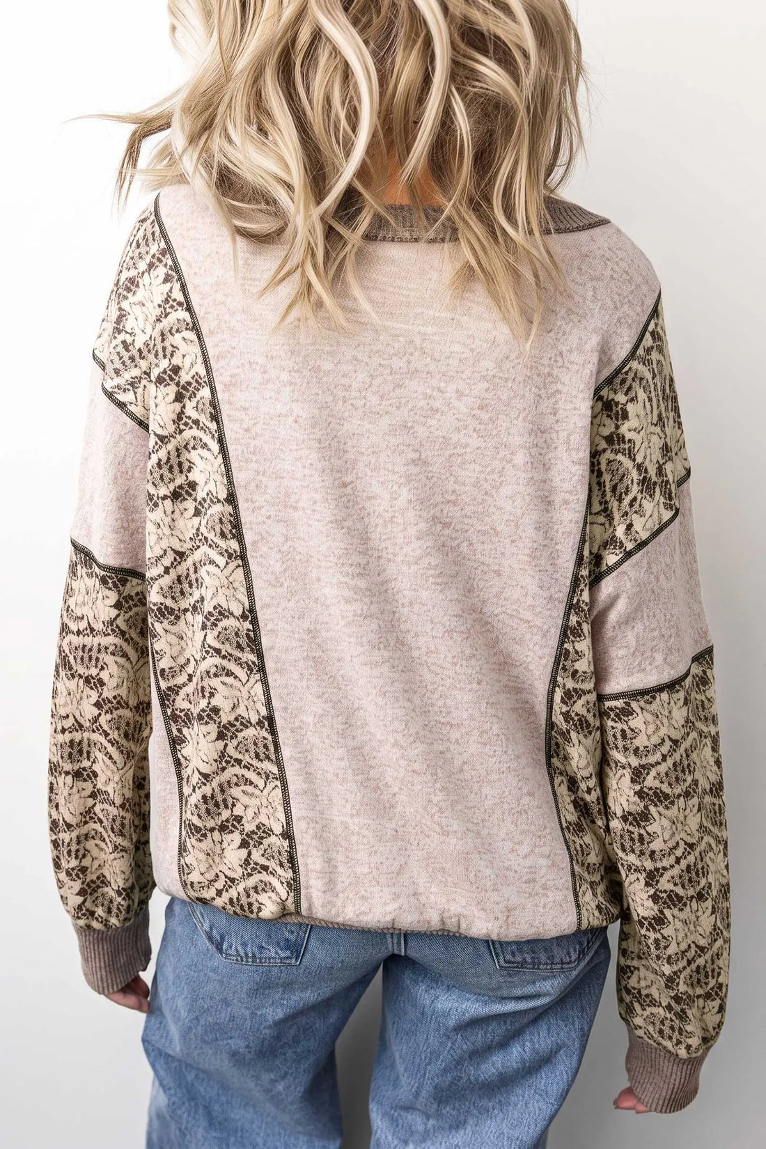 Floral Print Round Neck Long Sleeve Shift Top
