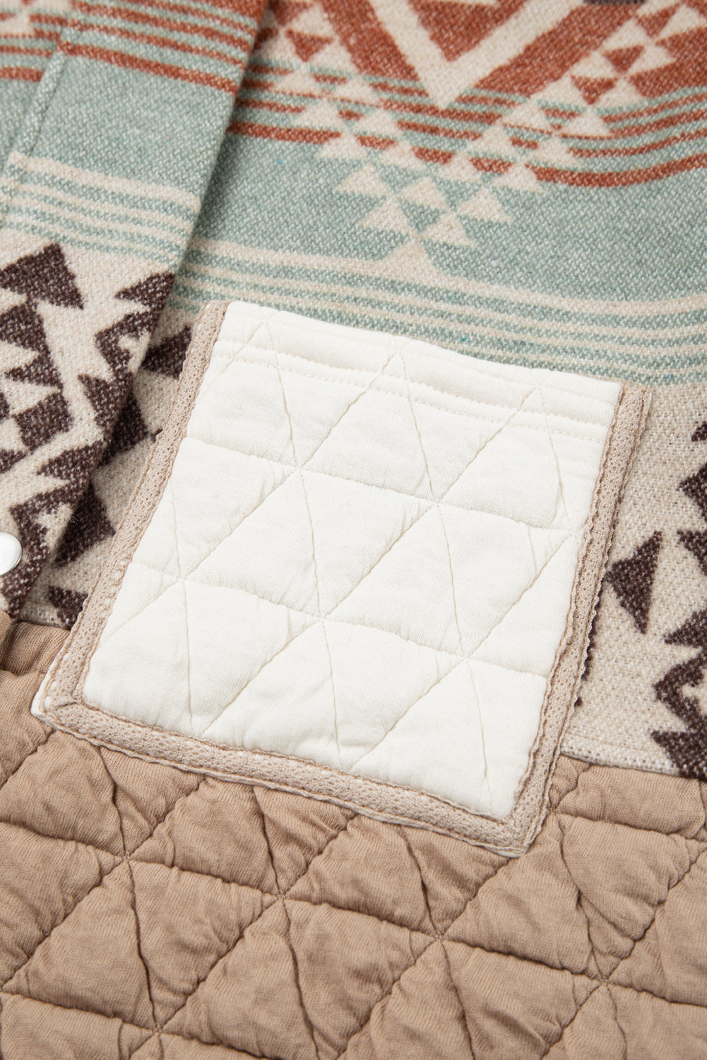 Beige Aztec Quilted Patchwork Western Jacket Dear-Lover Dropshipping