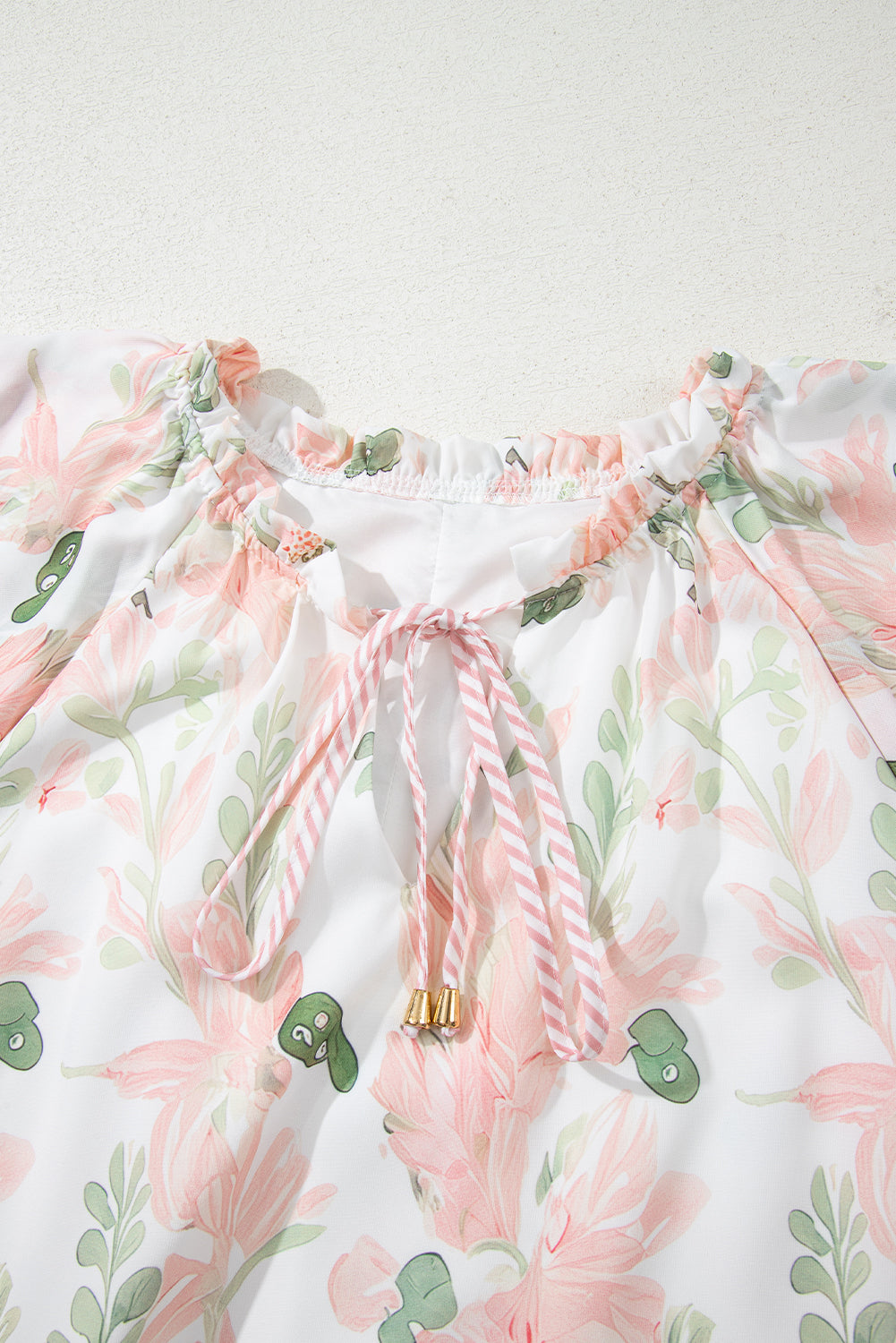 Plus Size Floral Print Striped Detail Short Summer Dress BB Fashion Outlet