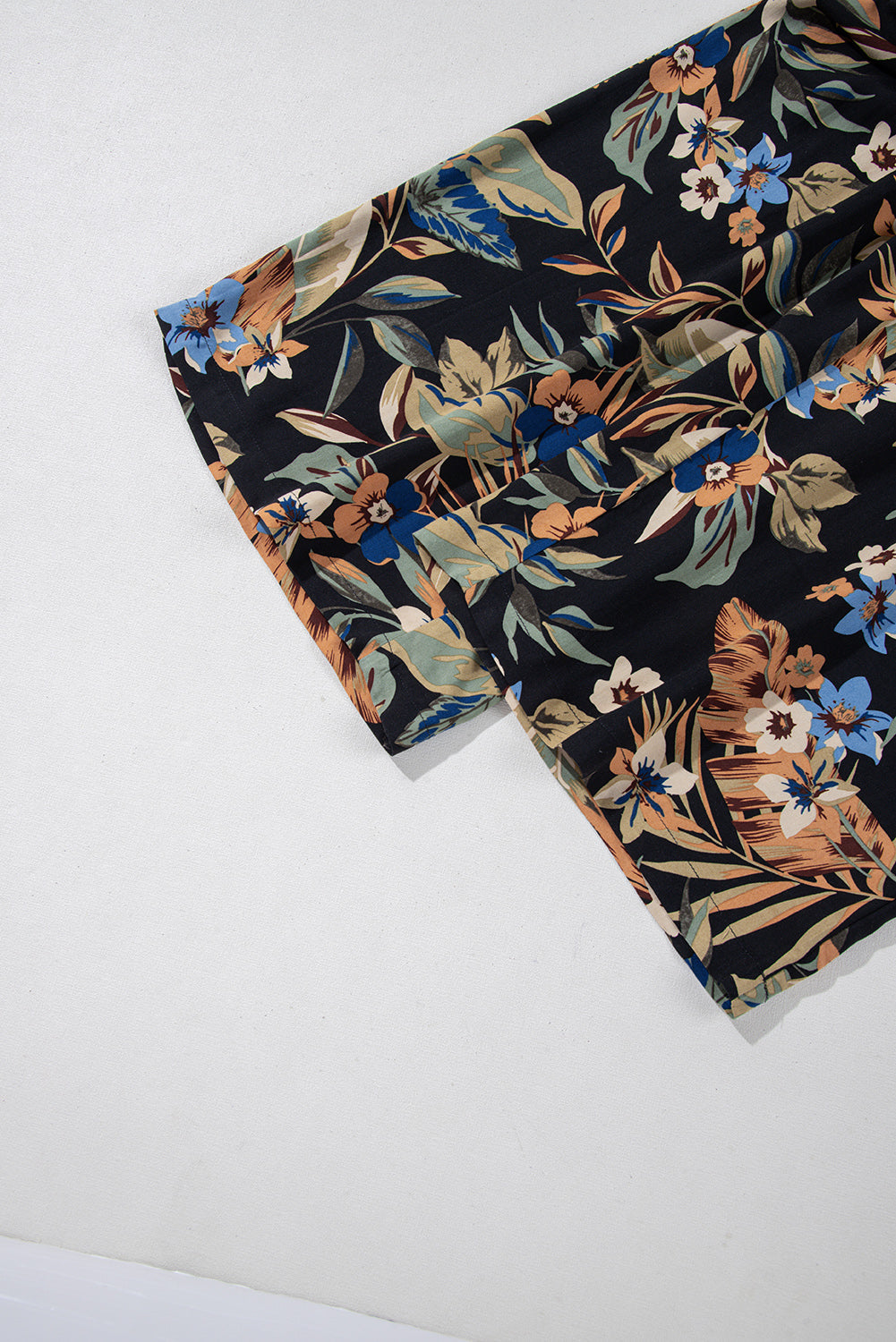 Multicolour Floral Shirred High Waist Wide Leg Trousers with Tie eAura