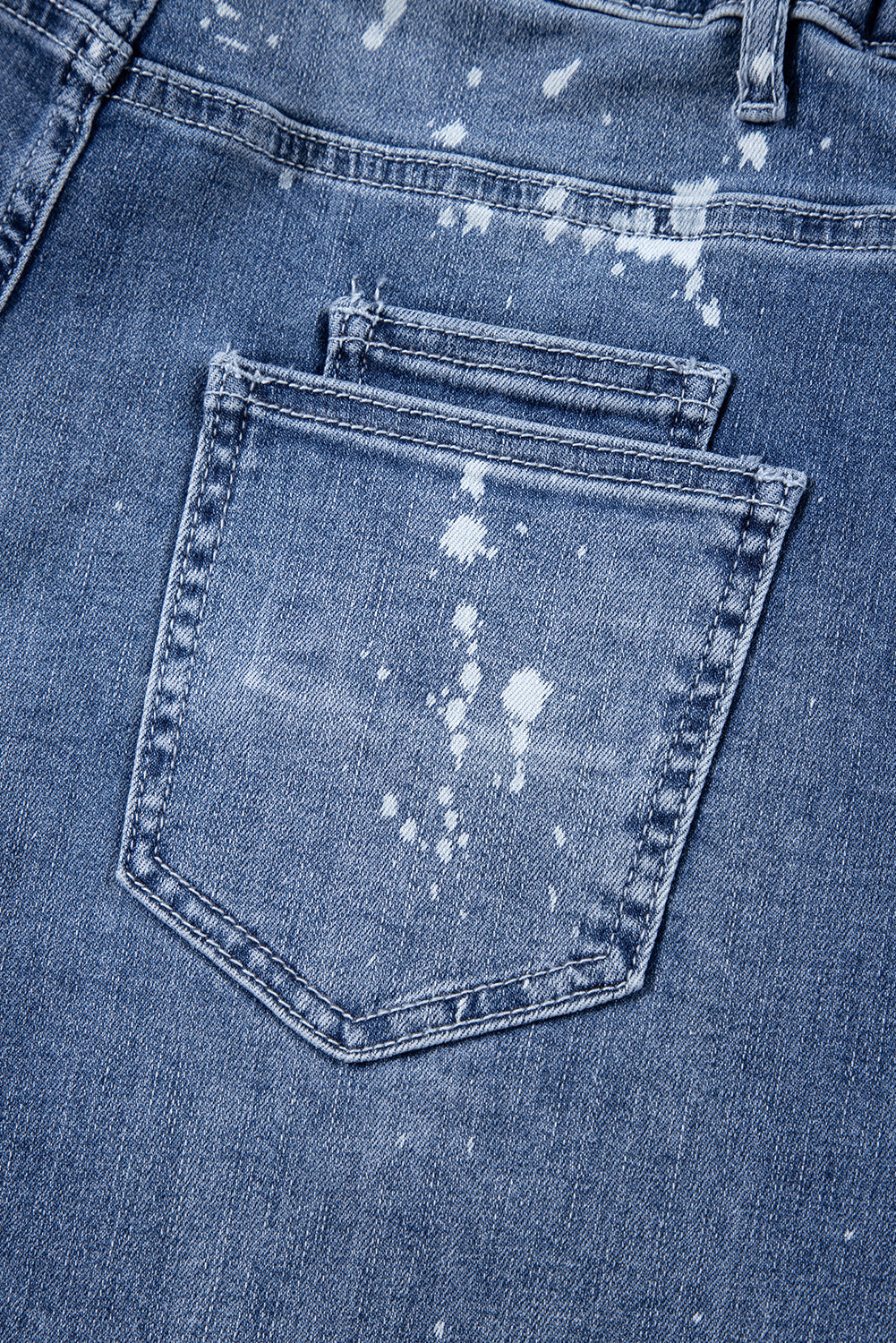 Ashleigh Blue Ripped Splattering Paint Rope Waist Cropped Straight Jeans eAura