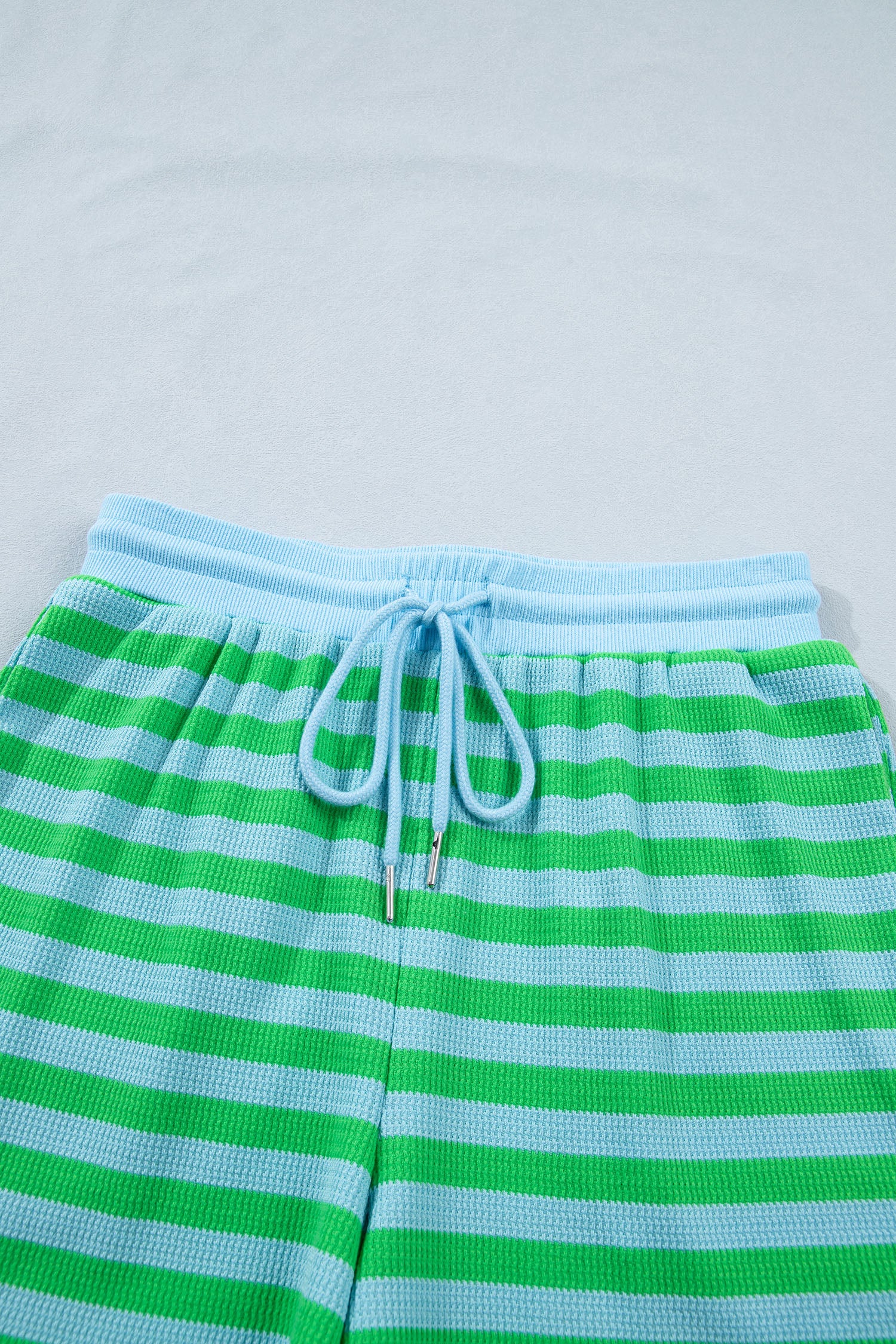 Puff Short Sleeve T Shirt Matching Shorts Set – Green Stripe