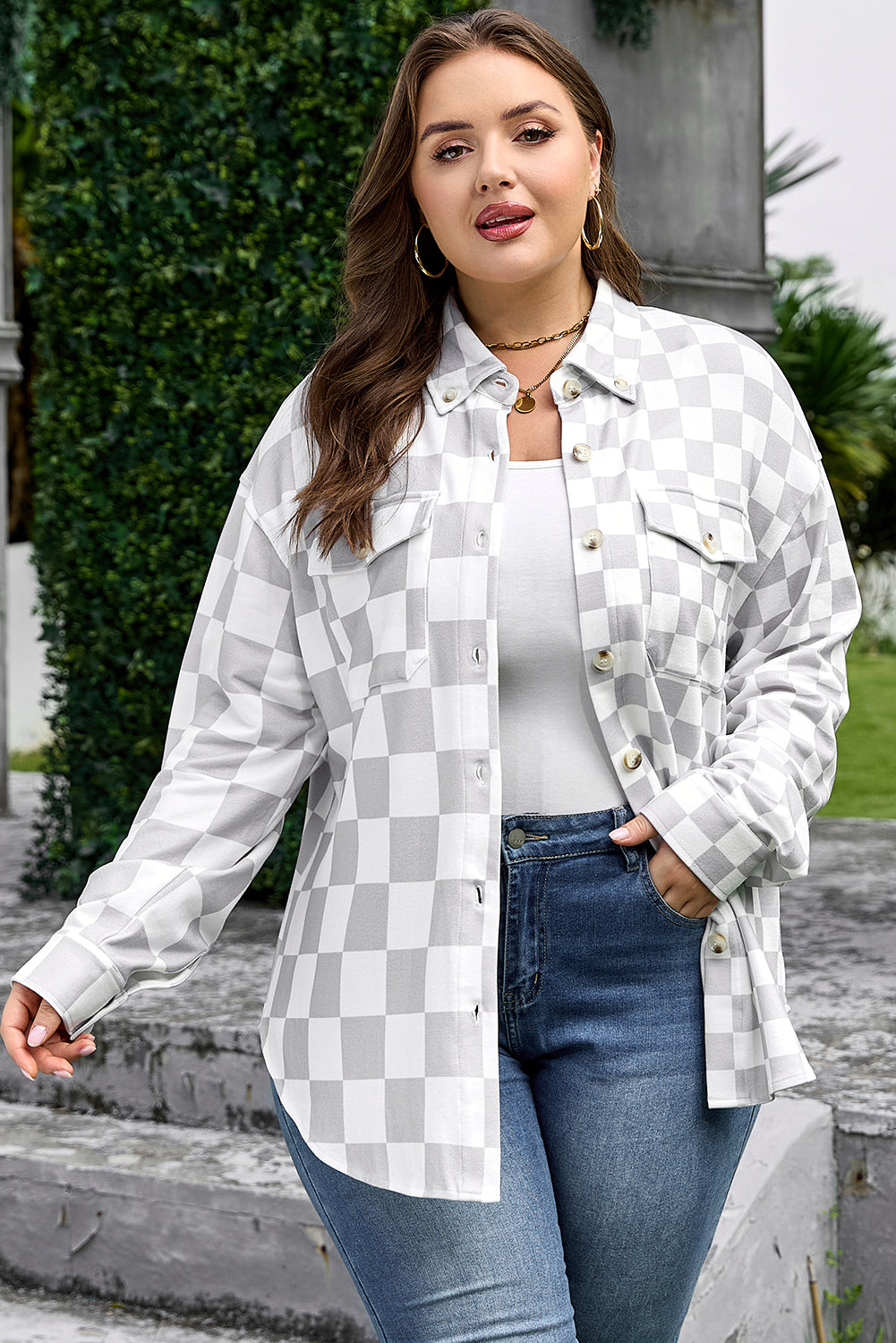Checkered Buttoned Down Casual Jacket - eAura