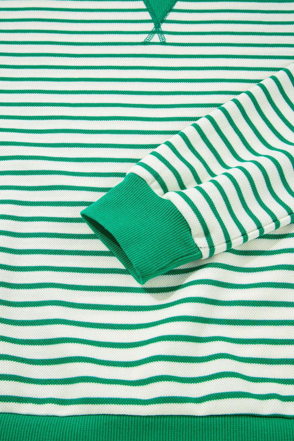 Green Striped Exposed Seam Pullover Top - eAura