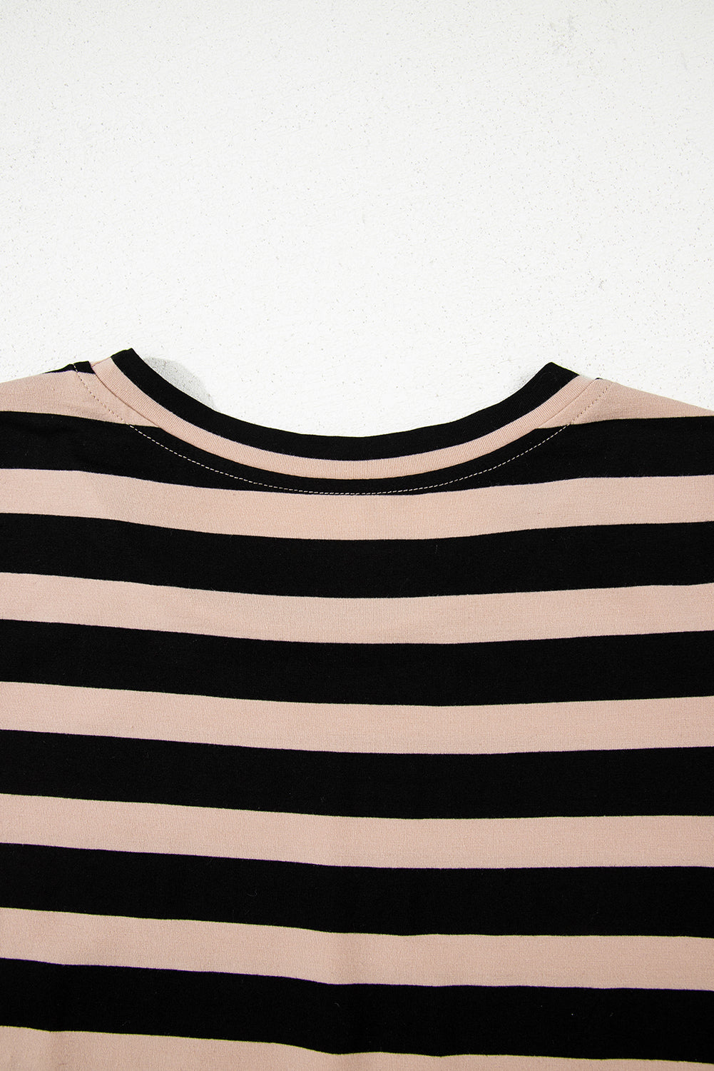 Black Stripe Casual Round Neck T-shirt Maxi Dress with Pockets BB Fashion Outlet