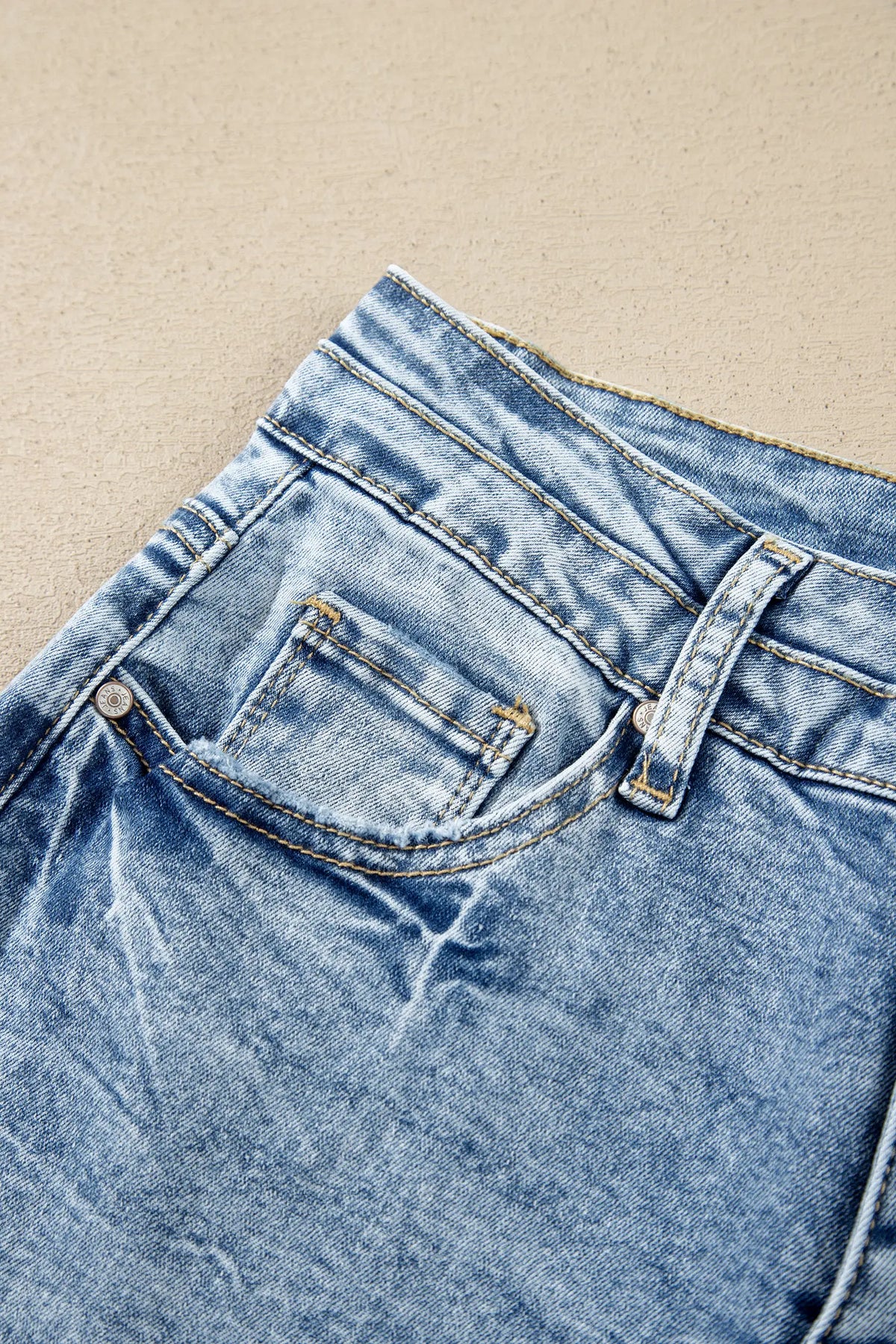 Beau Acid Wash Pocket Detail Flare Jeans – Blue